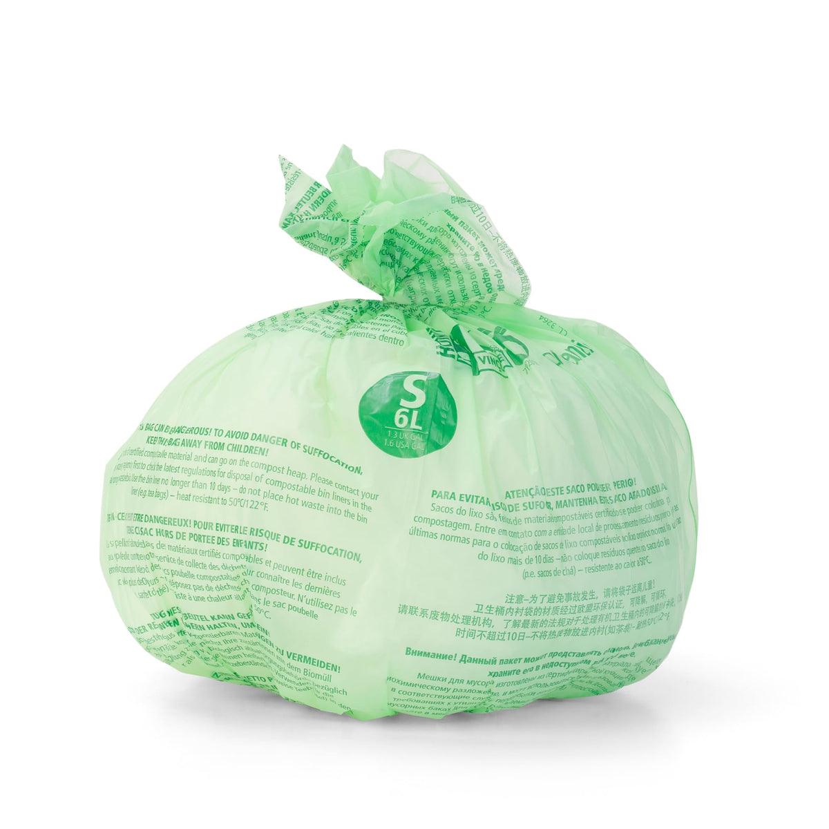 Brabantia Compostable Food Waste Bin Liners - 6 L, 10 Count, Code S, Green