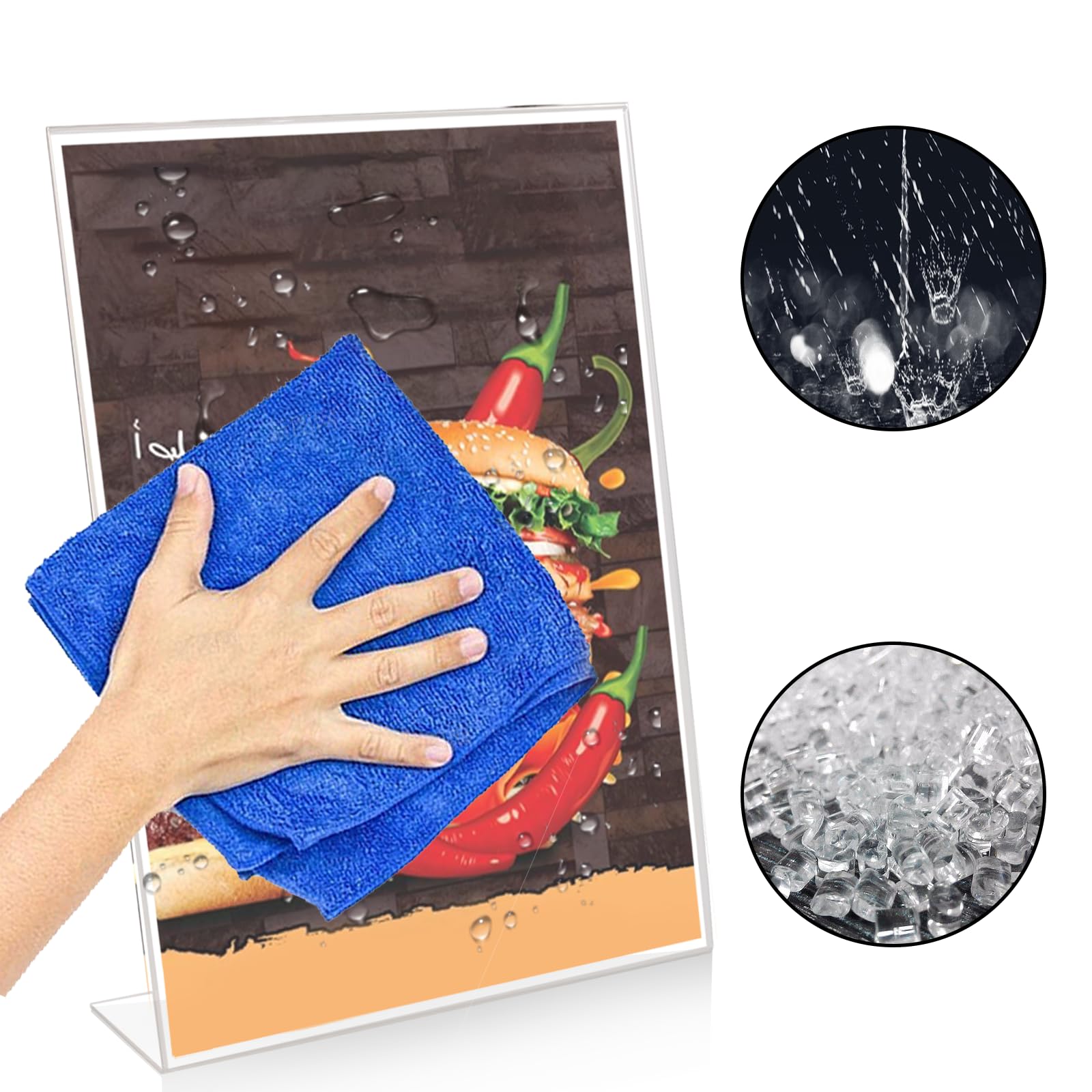 ASelected 6PCS A4 Acrylic Sign Holder Display Stand Clear Tilt Back for Office & Restaurant Use 3