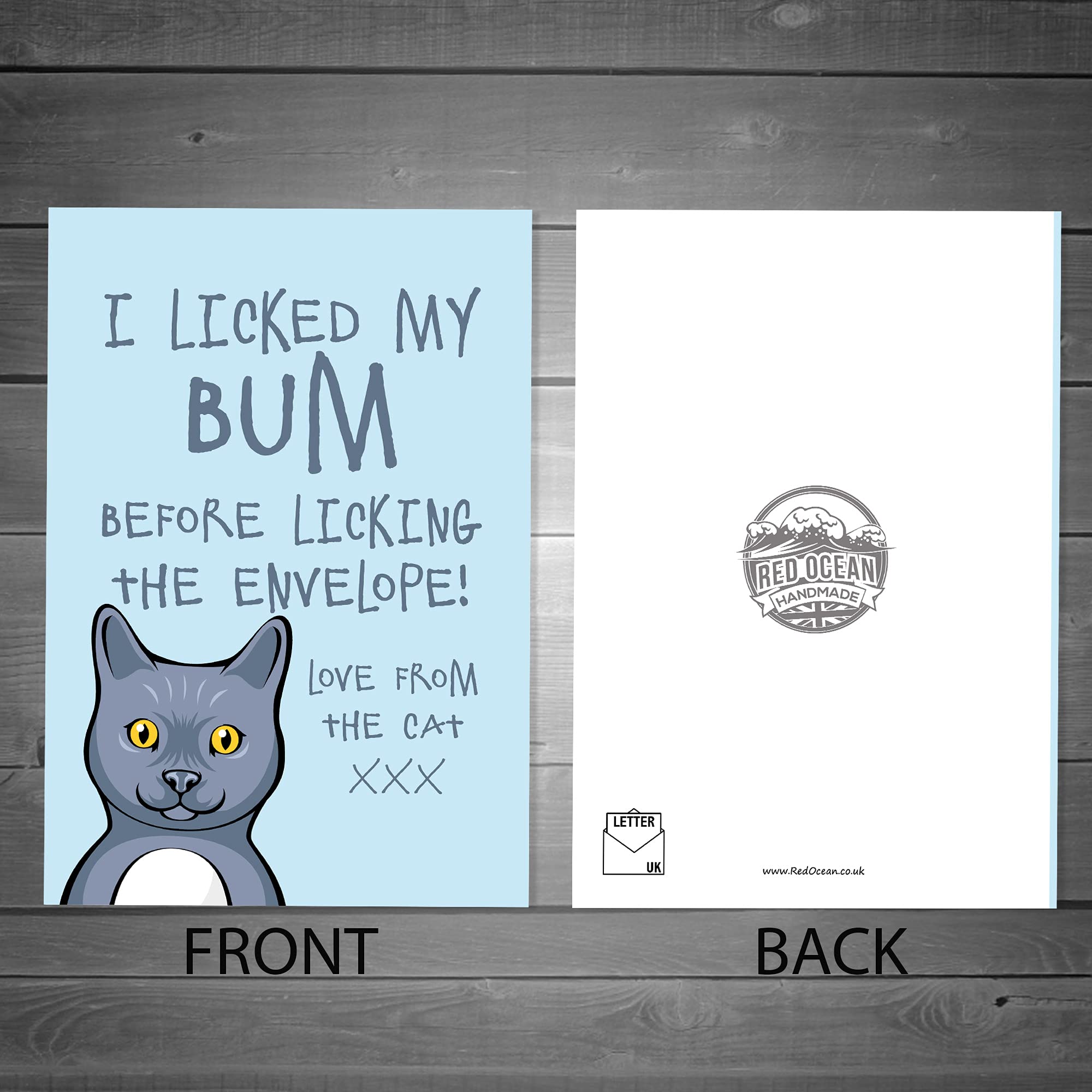 RED OCEAN Funny Cat Bum Birthday Card - A6 Size, 300gsm Card | Humorous Gift 3