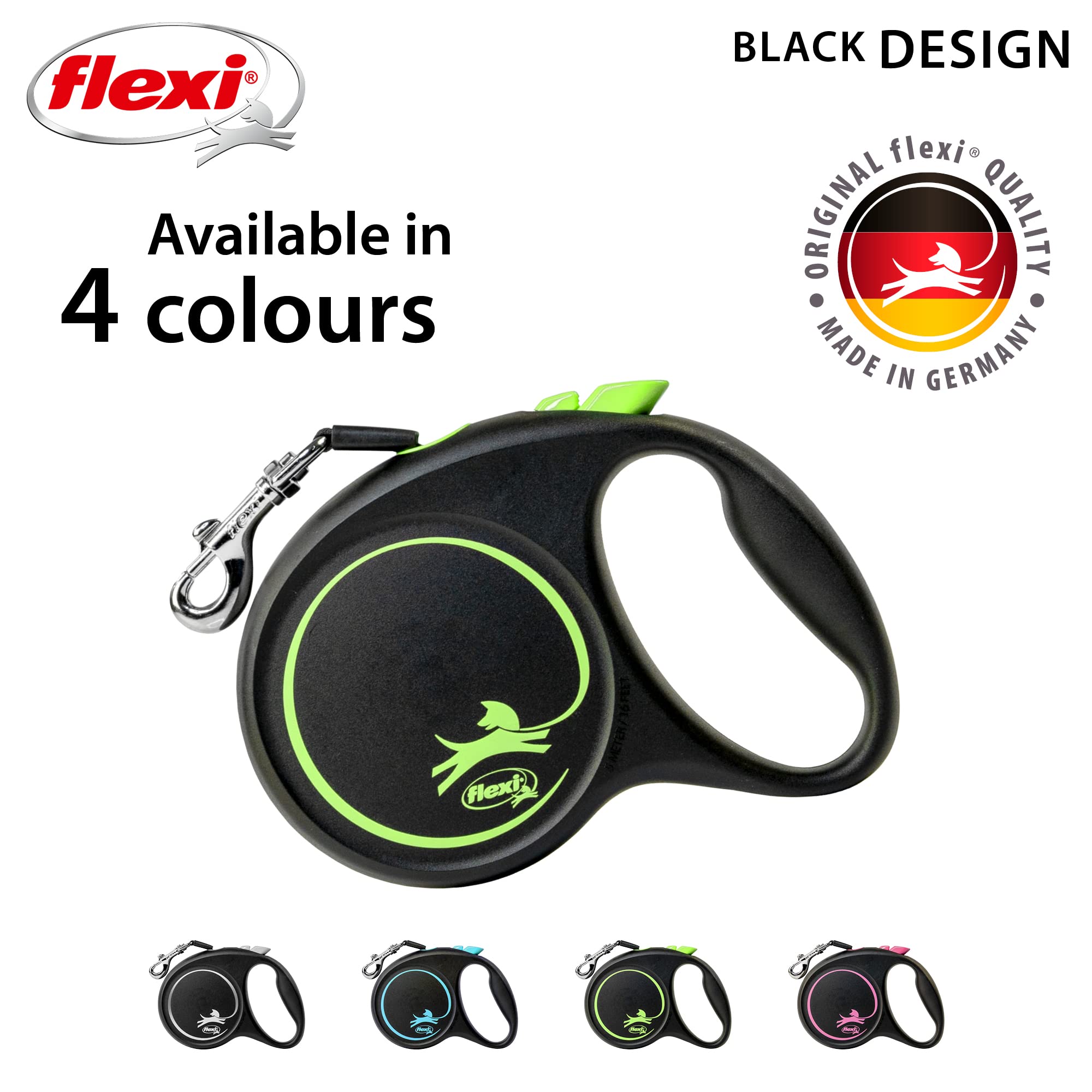 flexi Black Design M Retractable Tape Leash - 5m Length for Dogs up to 25 kg 4