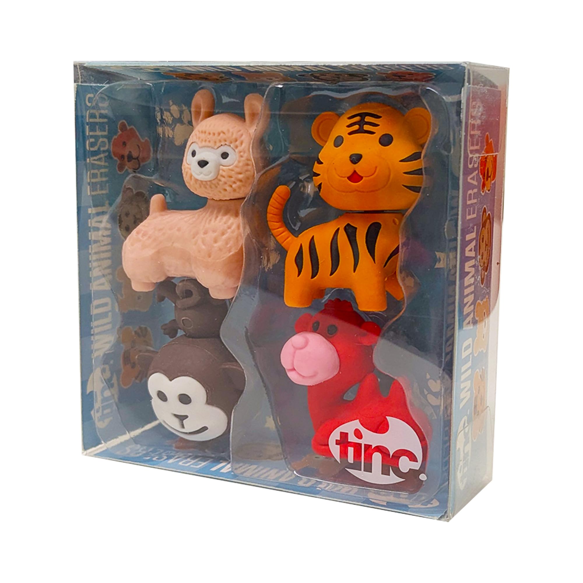 Tinc Wild Animal Erasers Collection - Llama, Tiger, Monkey & Camel Pencil Erasers for Kids 2