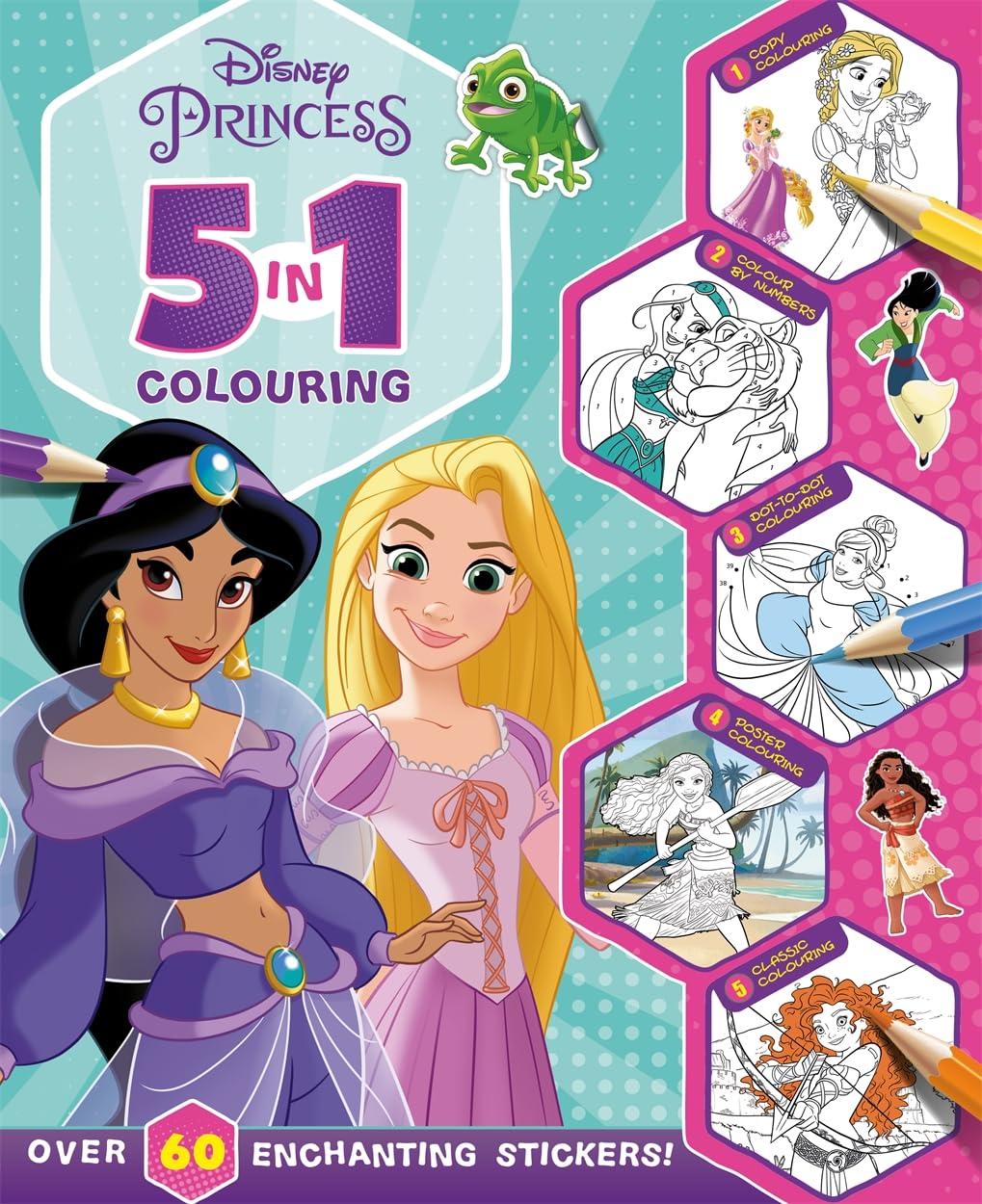 Autumn Disney Princess 5 in 1 Colouring Book with Stickers | Ages 4-7 | Paperback