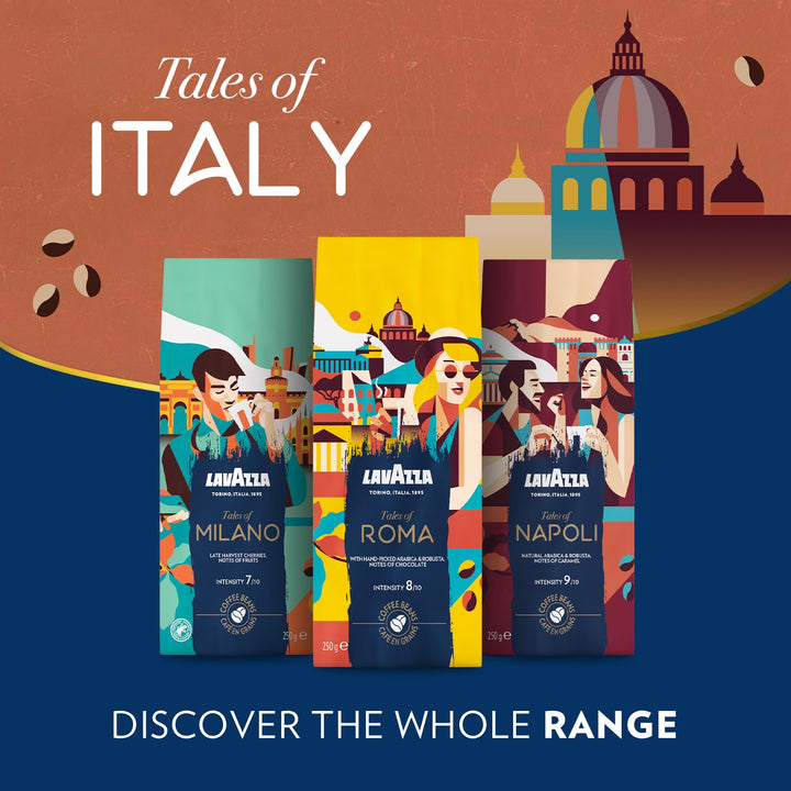 Lavazza Tales of Italy Roma - Whole Coffee Beans, 250g Soft Pack