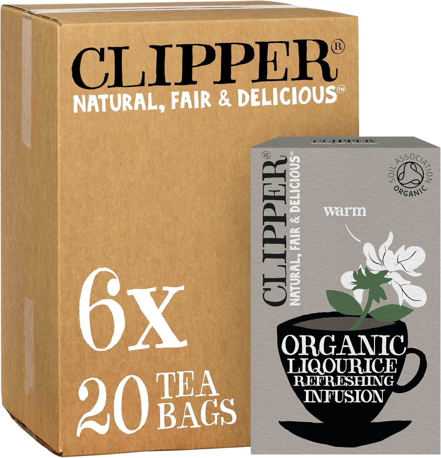 Clipper Natural, Fair & Delicious Organic Liquorice Root Tea Bags - 120 Count (6 x 20) | Caffeine-Free 1