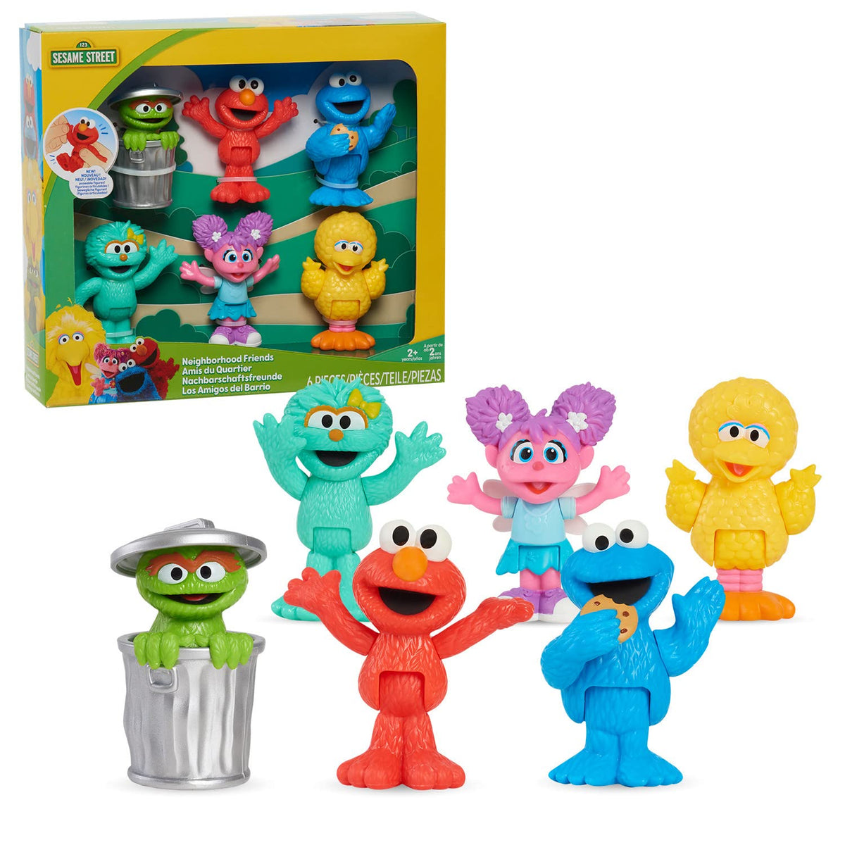 Sesame Street Neighborhood Friends Figure Set - 6 Poseable 3-Inch Plastic Figures | Ages 2+