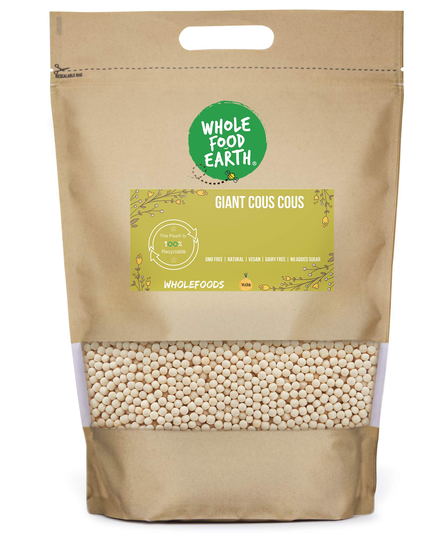Wholefood Earth Giant Couscous - 250g | GMO Free | Natural | Vegan Friendly 1