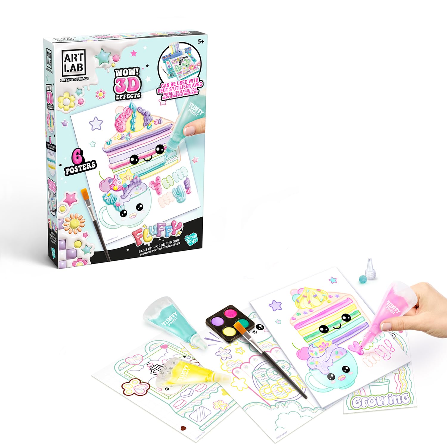 Canal Toys Art Lab Fluffy Paint Kit - 3D Paint Set for Kids | Includes 3 Fluffy Paints & 6 Posters 1