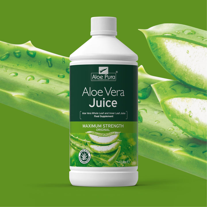 Aloe Pura Aloe Vera Juice Max Strength 1L - Vegan, No Added Sweeteners