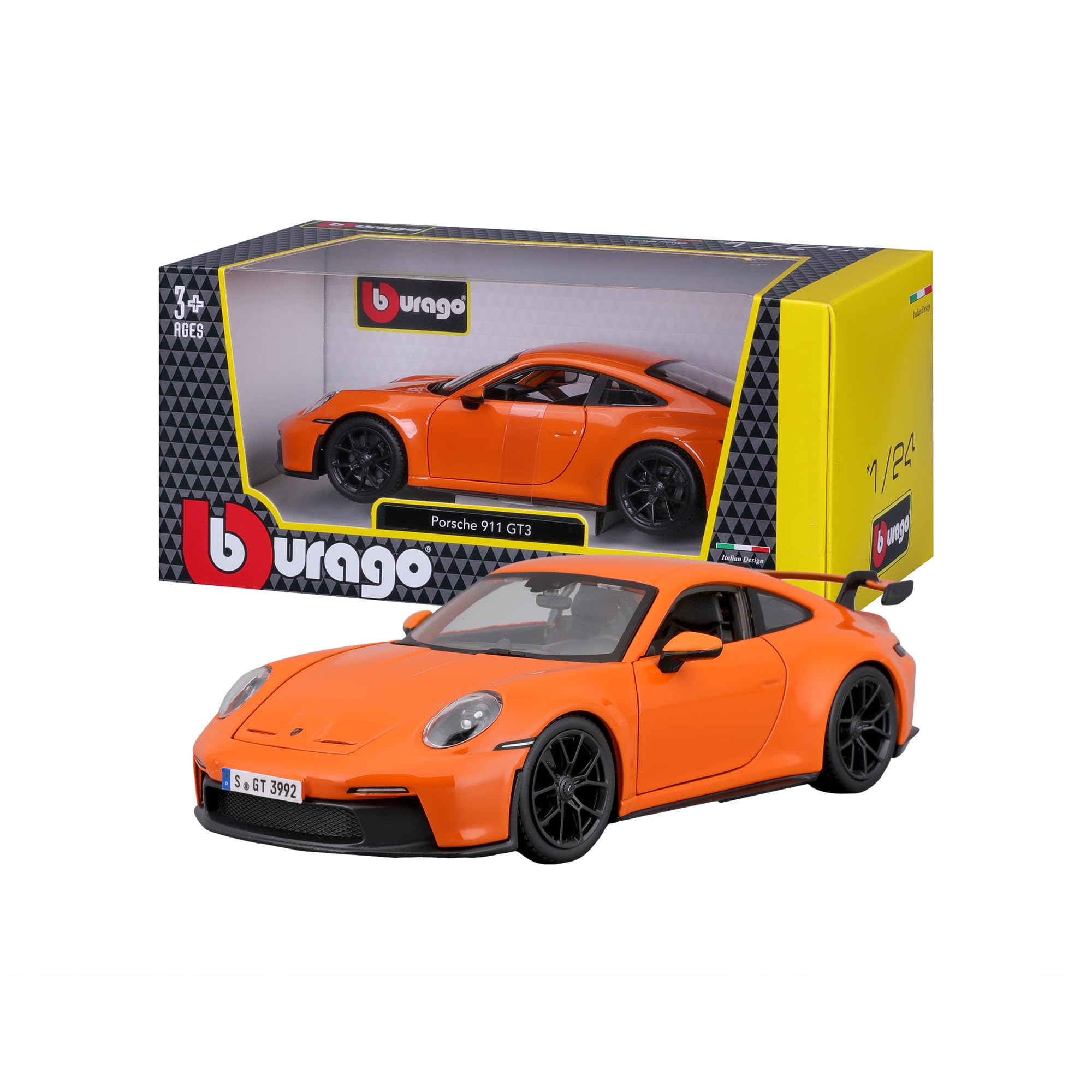 Bburago Porsche 911 GT3 Model Car - 1:24 Scale Diecast with Opening Doors | Ages 3+