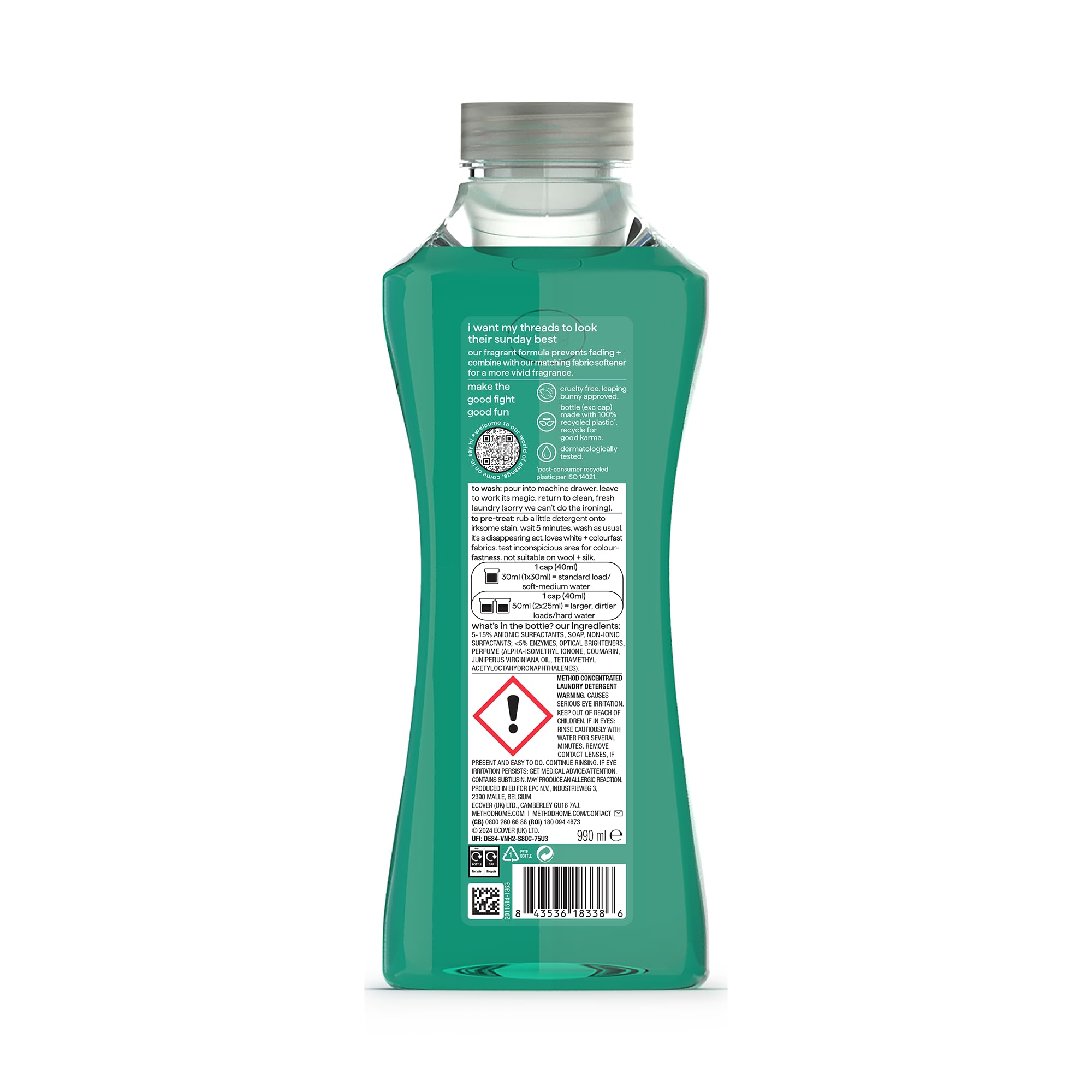 Method Concentrated Laundry Detergent - Tropical Coconut Scent | 990 ml | Biodegradable