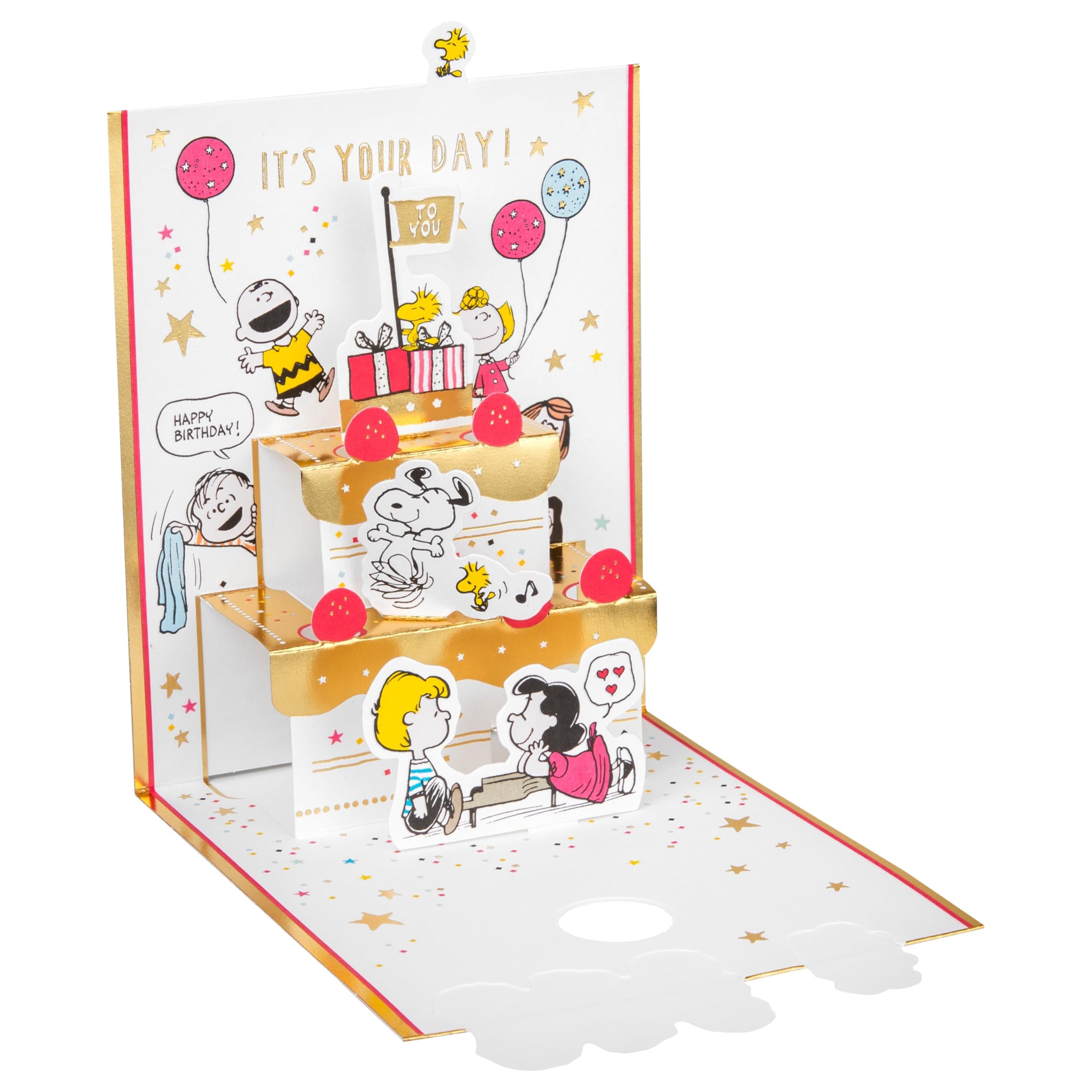 Hallmark Peanuts Snoopy 3D Pop-Up Birthday Card with Gold Foil Details