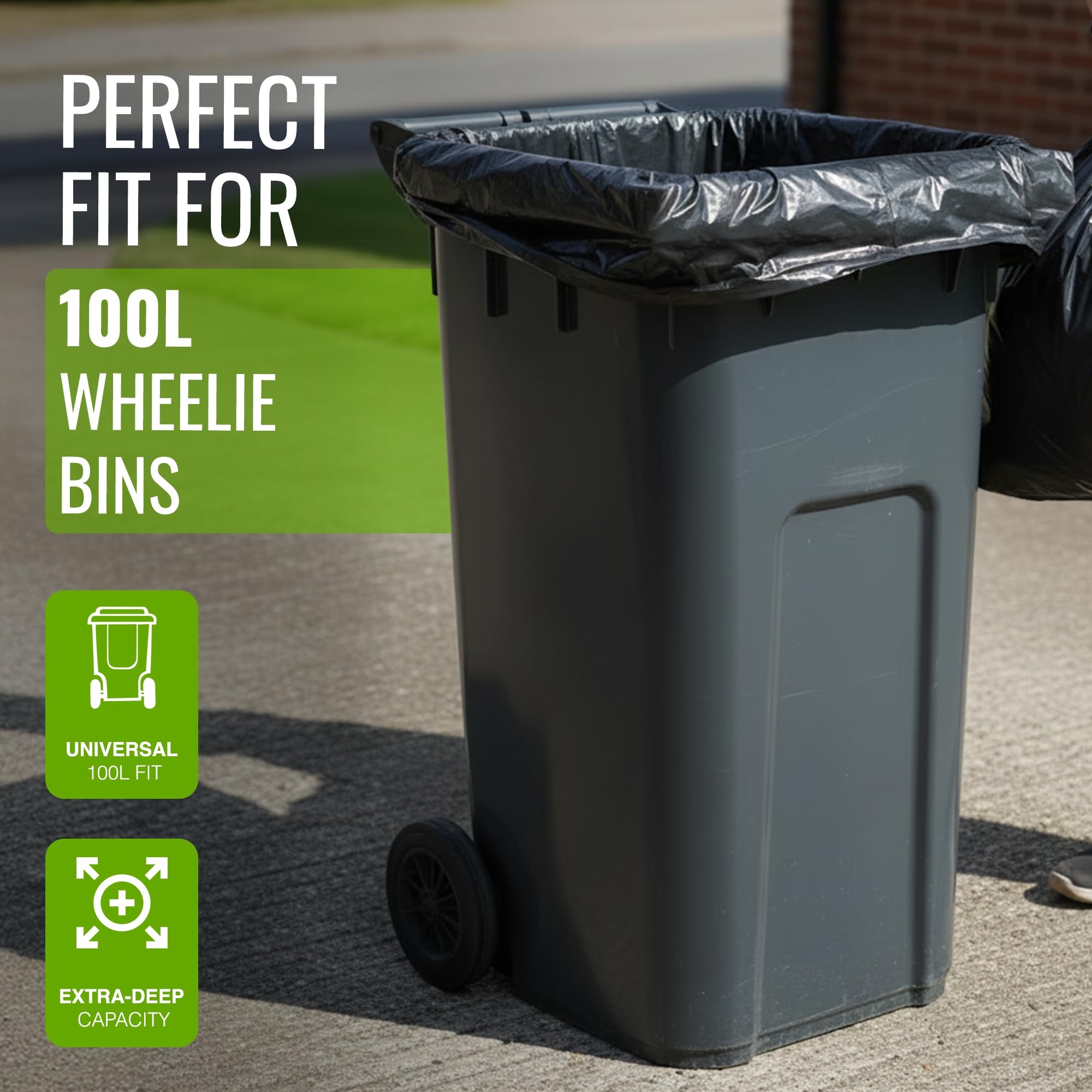 EcoBag Heavy Duty Refuse Sacks - 50 Pack, 100L Capacity, 33 Micron, Recyclable | Model 46 2