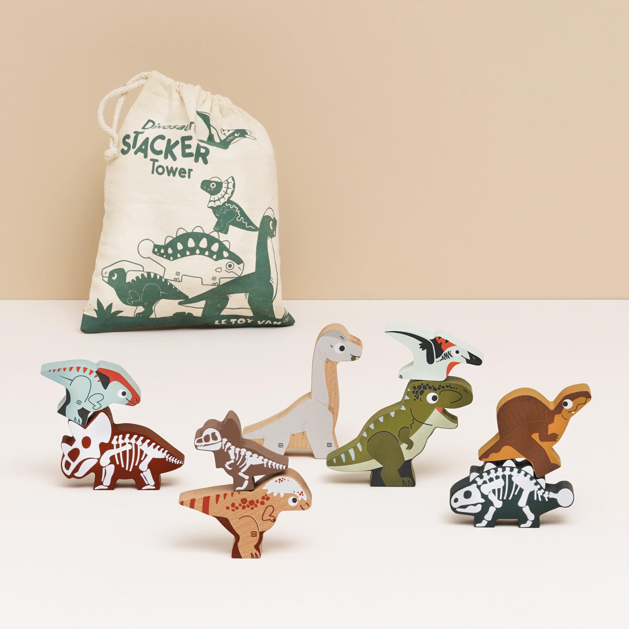 Le Toy Van Jurassic Dinosaurs Stacking Toy - 10 Piece Set | Ages 18 Months+