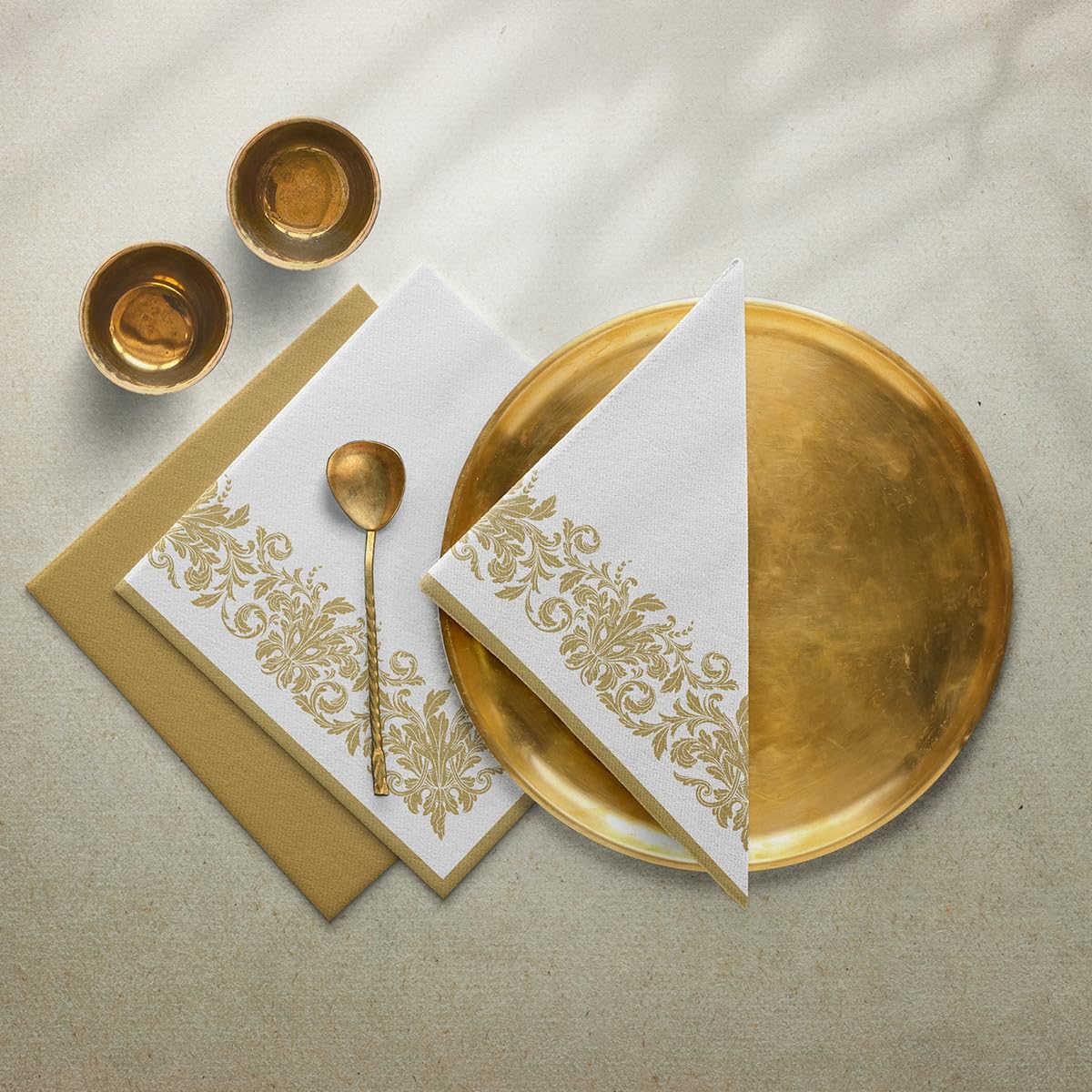PAW Decor Collection Golden Ornament Napkins - 50 Pack, 40 x 40 cm Airlaid 5
