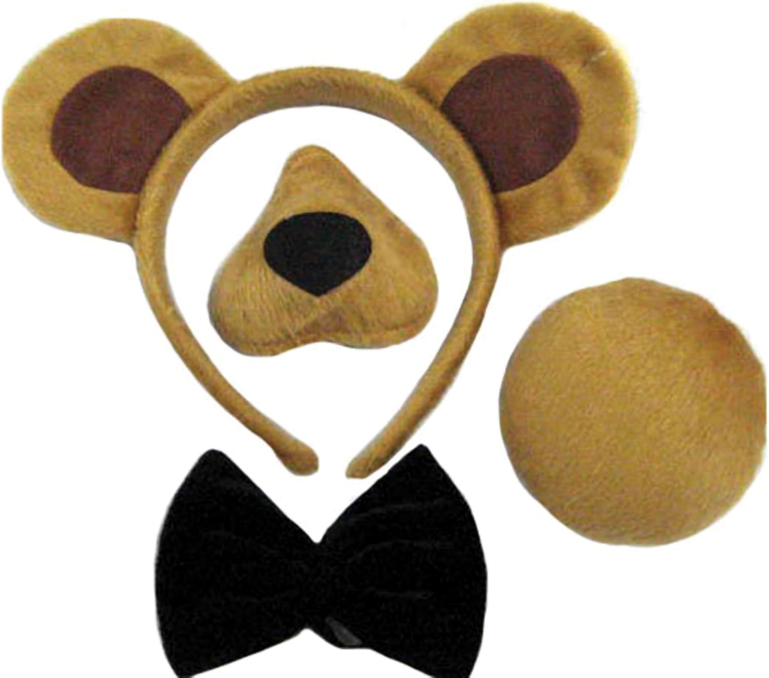 Bristol Novelty Bear Ears, Nose, Tail and Bow Tie Costume Set - One Size 1