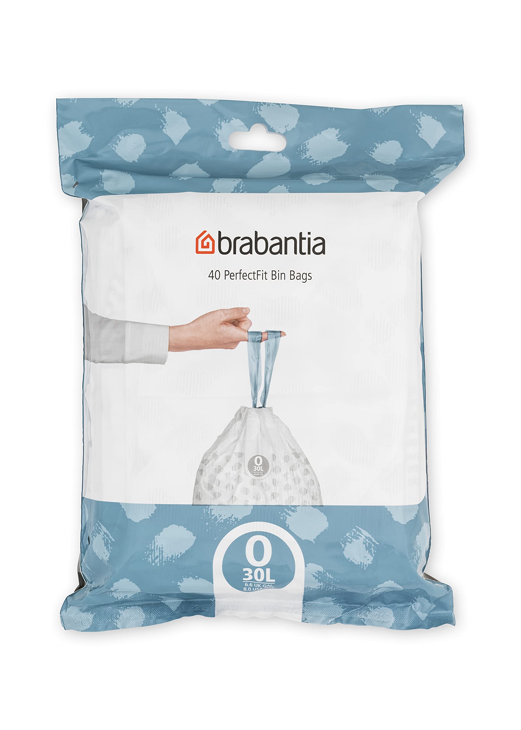 Brabantia PerfectFit Bin Liners - Code O for 30L Bins | Tear-Resistant Plastic | 40 Bags