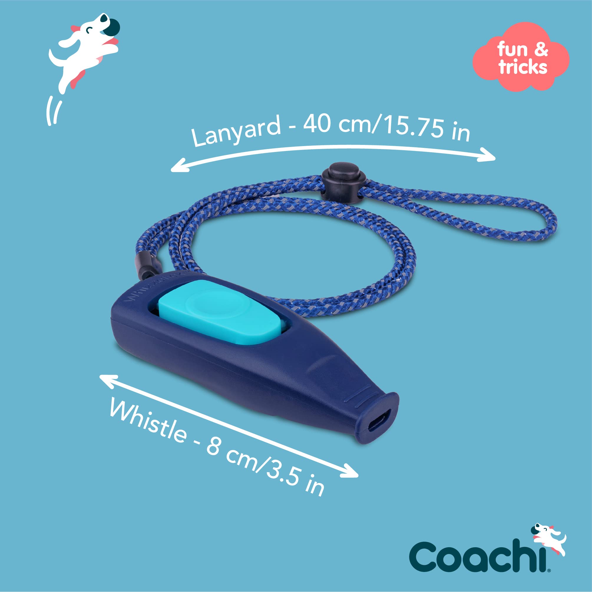Coachi Whizzclick - 2-in-1 Combined Clicker and Whistle for Dog Training | Navy/Light Blue 4