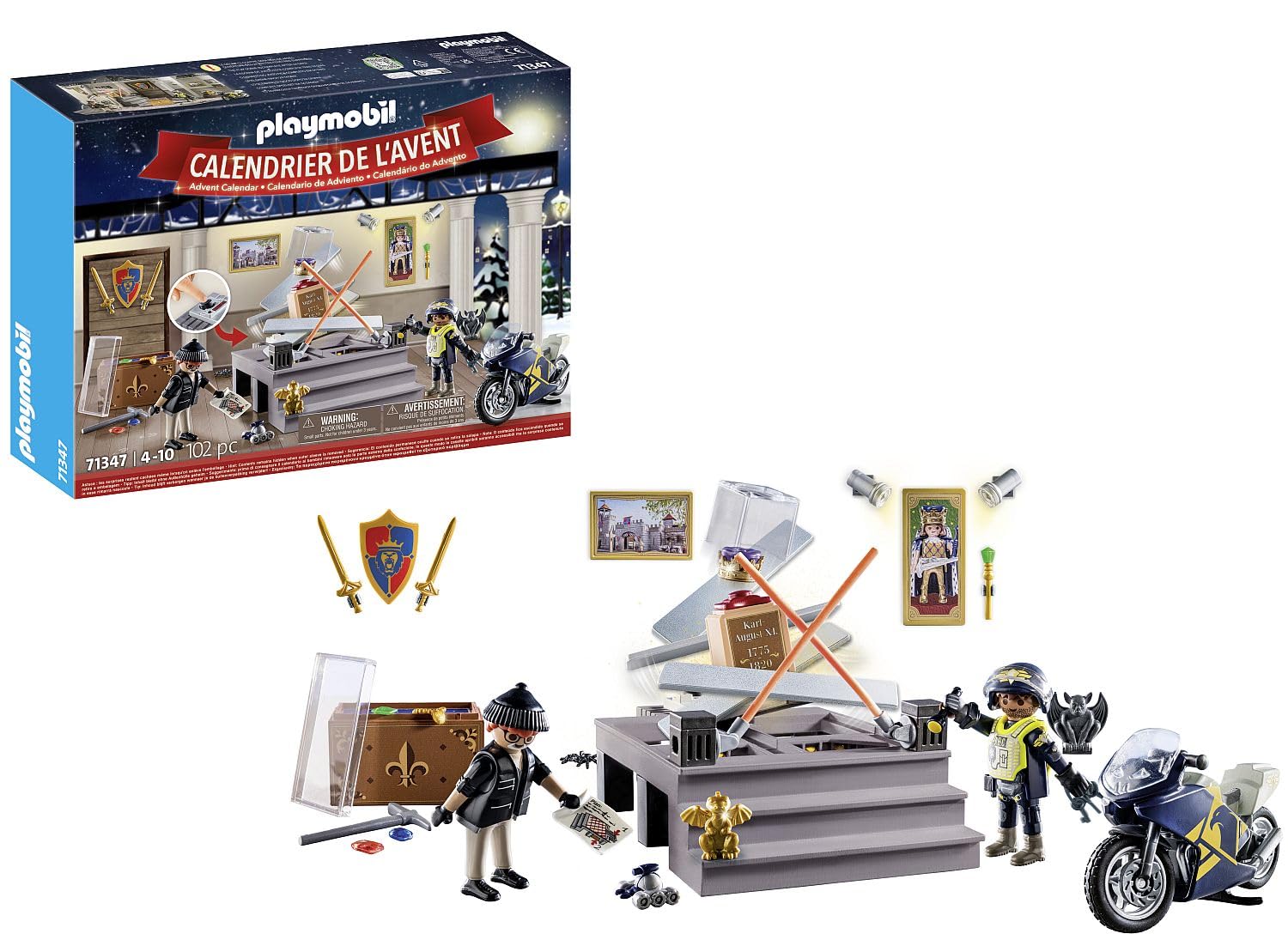 PLAYMOBIL 71347 Advent Calendar - Police Museum Theft, 24-Day Christmas Countdown Toy for Kids Ages 4+