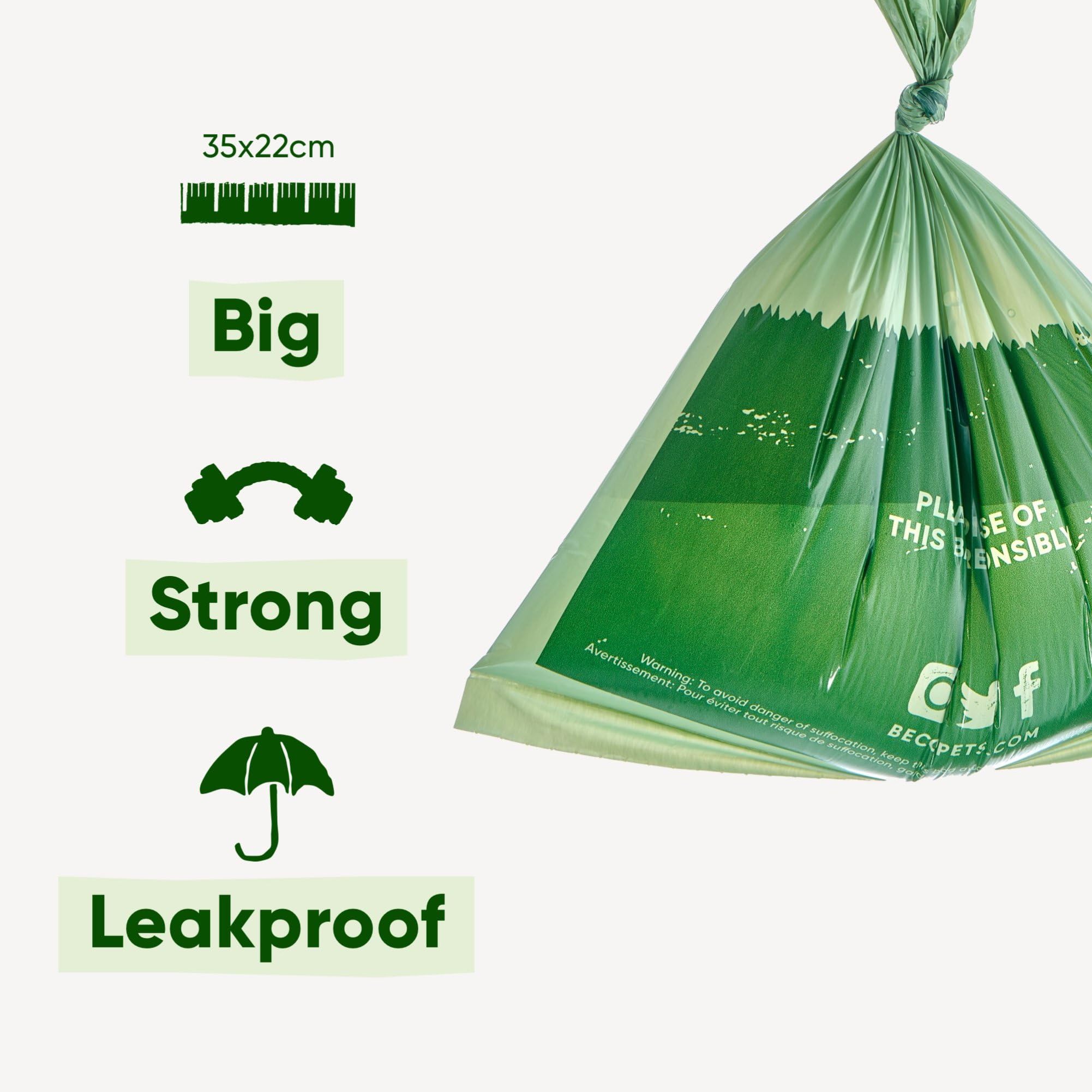 Beco Strong & Large Poop Bags - 540 Bags (36 Rolls of 15) - Unscented