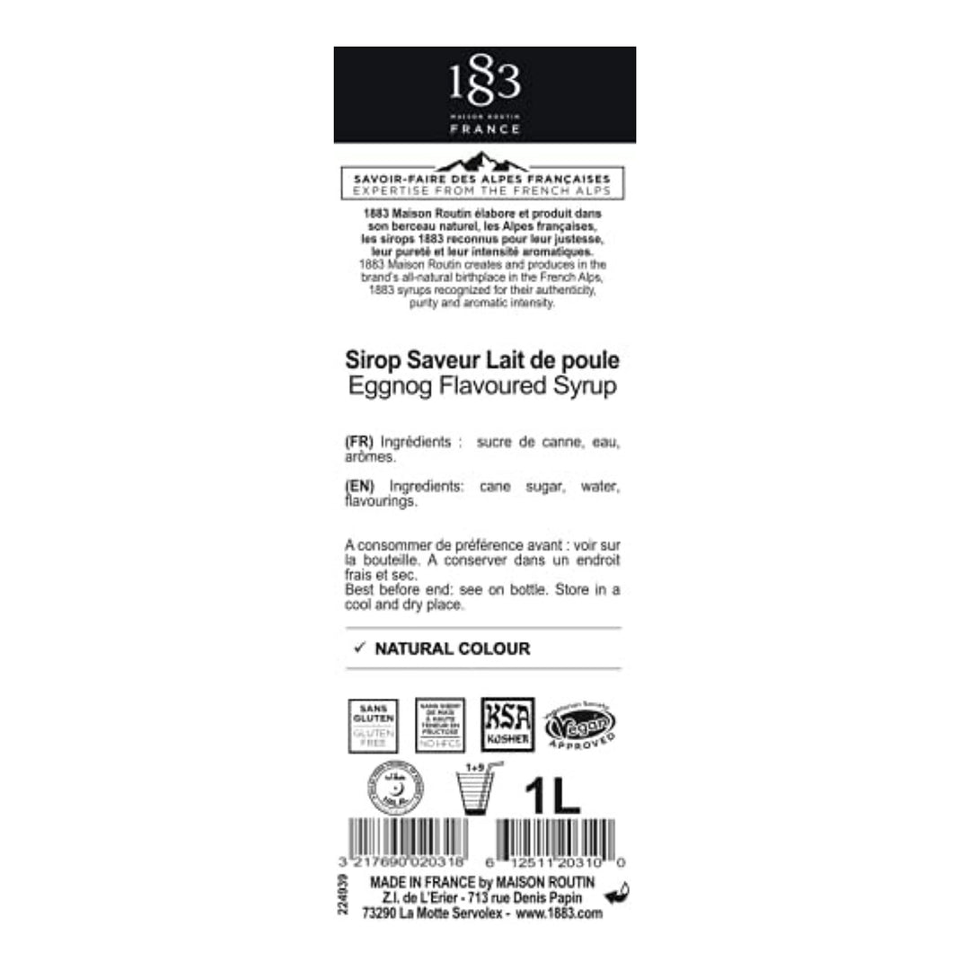 1883 Maison Routin - Eggnog Syrup for Hot Drinks & Cocktails Glass Bottle 1L