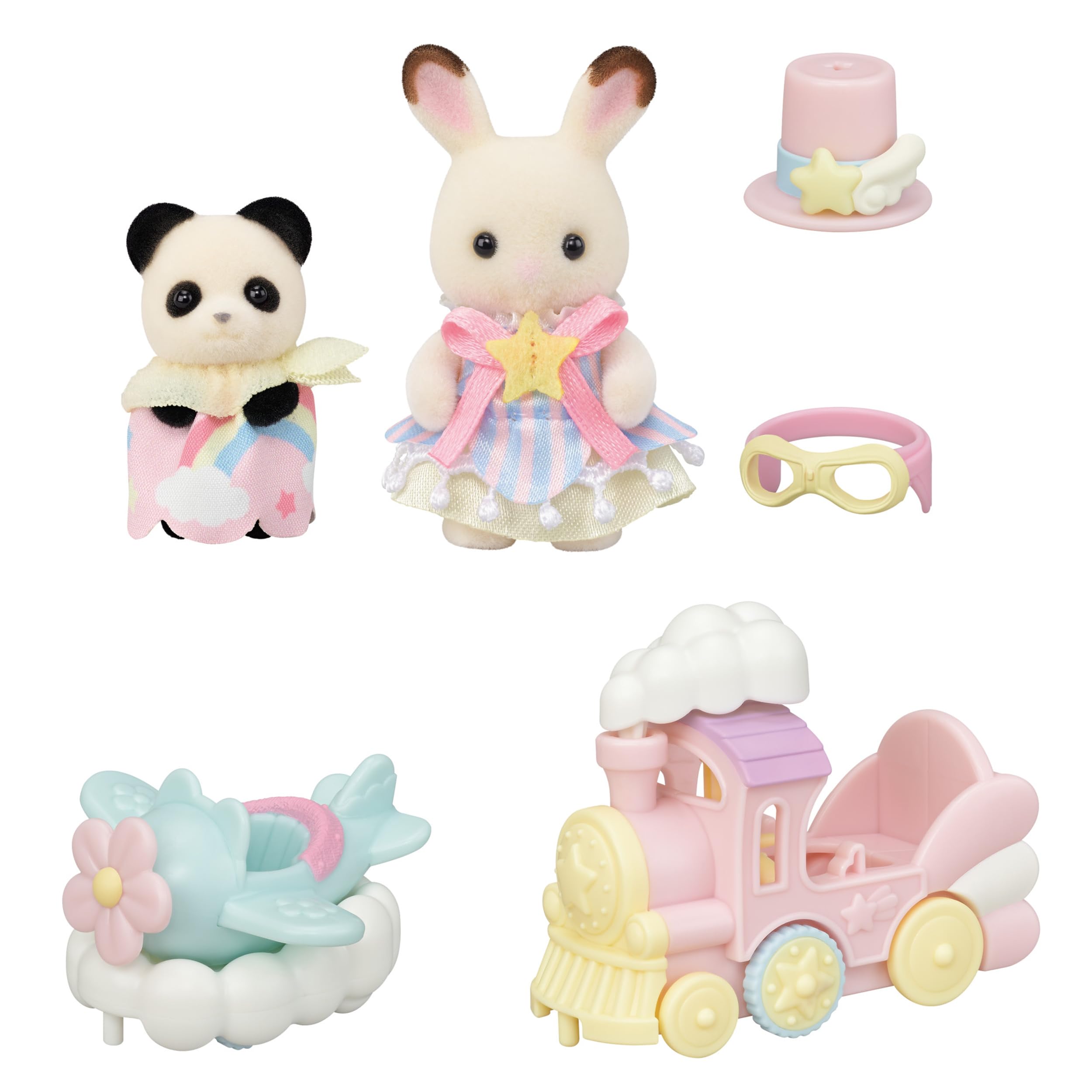 Sylvanian Families 5819 Amusement Park Ride Set - Plane & Train | Includes 2 Babies 2