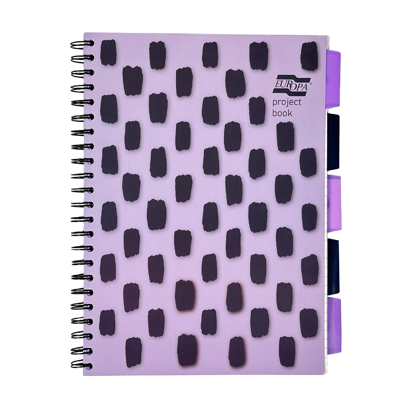 Exacompta Europa Splash Project Book - A4, 80gsm Lined Paper, 5 Moveable PP Dividers, Purple 1