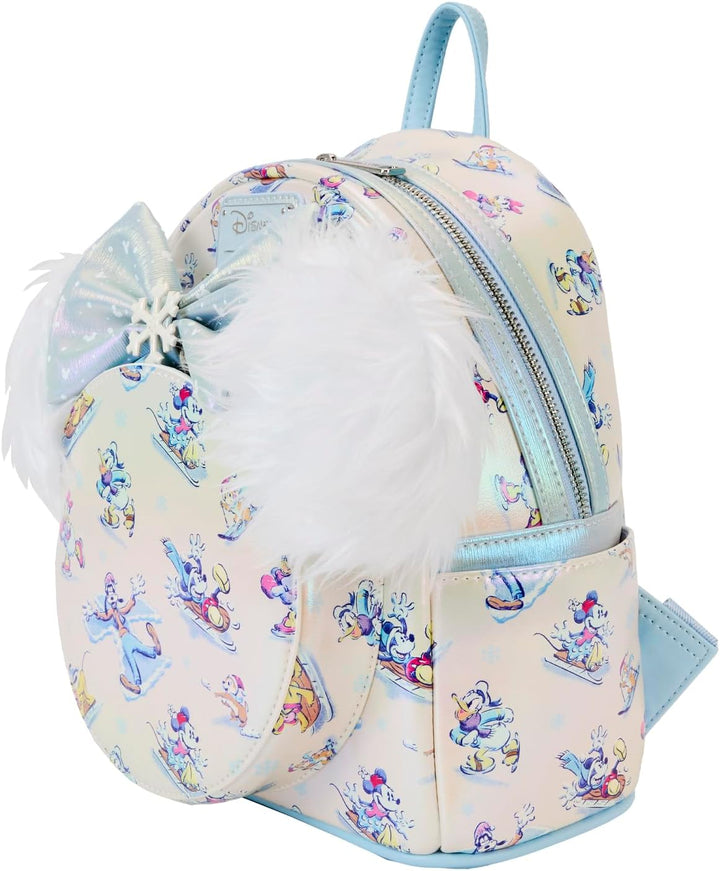 Loungefly Disney Mickey and Friends Winter Wonderland Mini Backpack with Ears Headband (WDBKS0024)