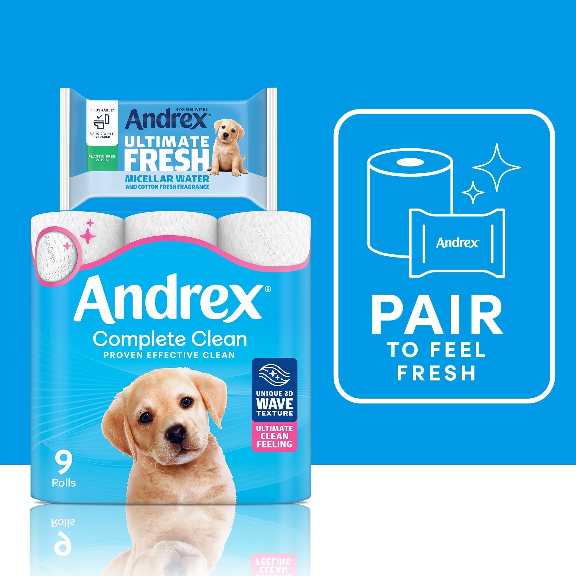 Andrex Complete Clean Toilet Roll - 9 Rolls, 3-Ply, Now Even Softer 4