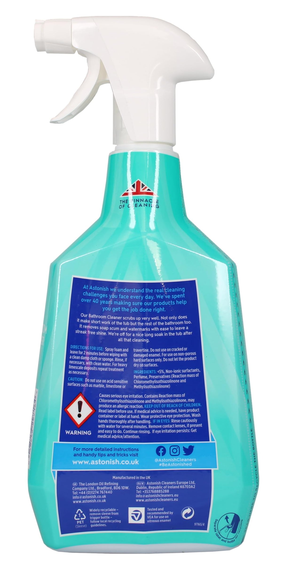 Astonish White Jasmine & Basil Bathroom Cleaner Spray - 2 x 750 ml, Cruelty-Free