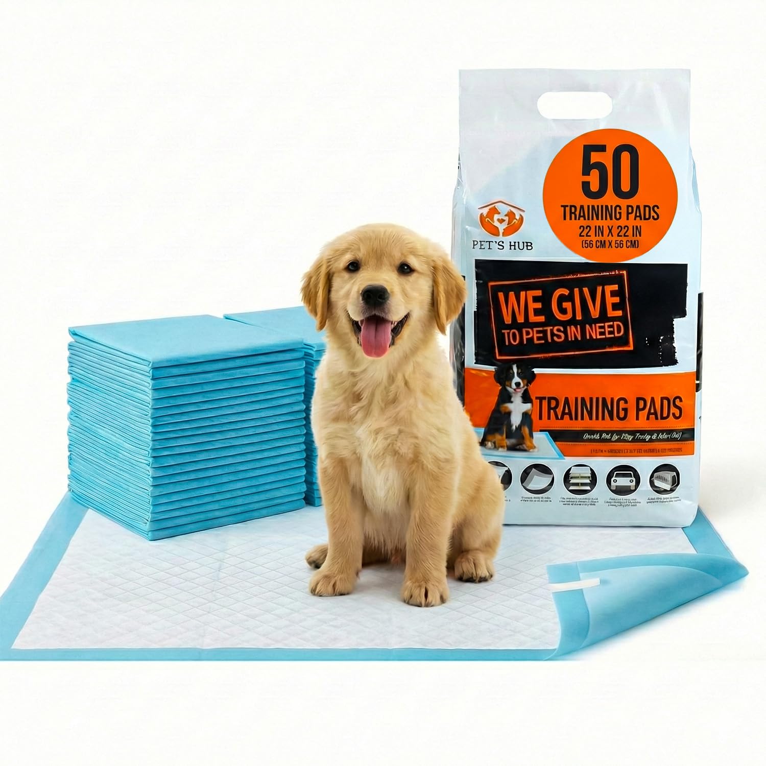 PET'S HUB Disposable Training Pads - Extra Large, 50 Count | 5-Layer Protection | Leak-Proof