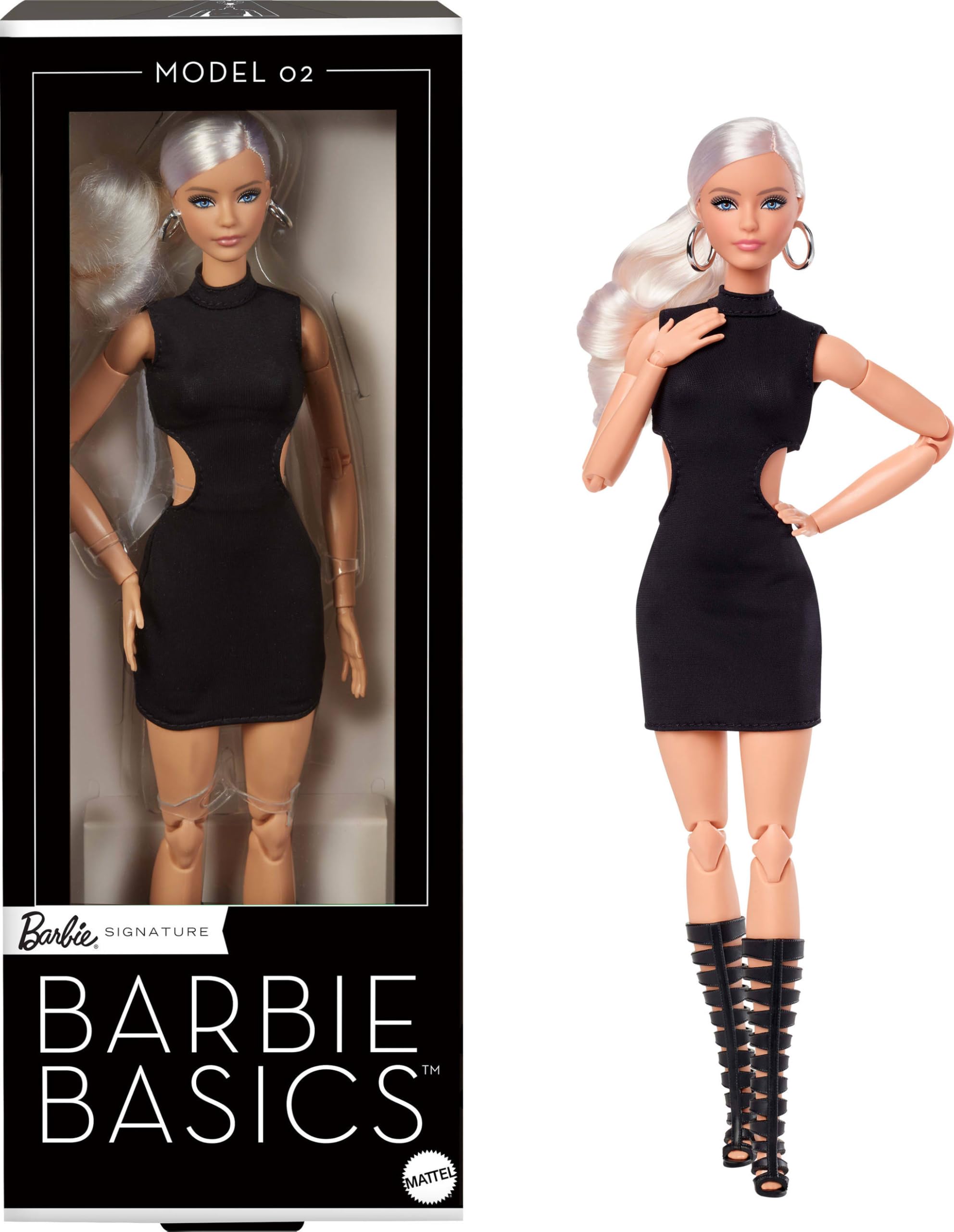Barbie Basics Model 02 Collector Doll - Blonde Hair, Black Mini Dress, Posable Body 1