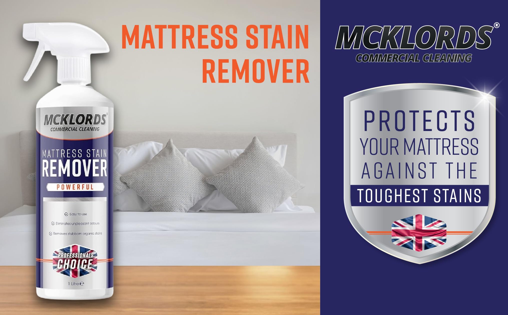McKLords Commercial Mattress Stain Remover - Professional Strength Organic Stain Removal | 1 Litre Spray 7