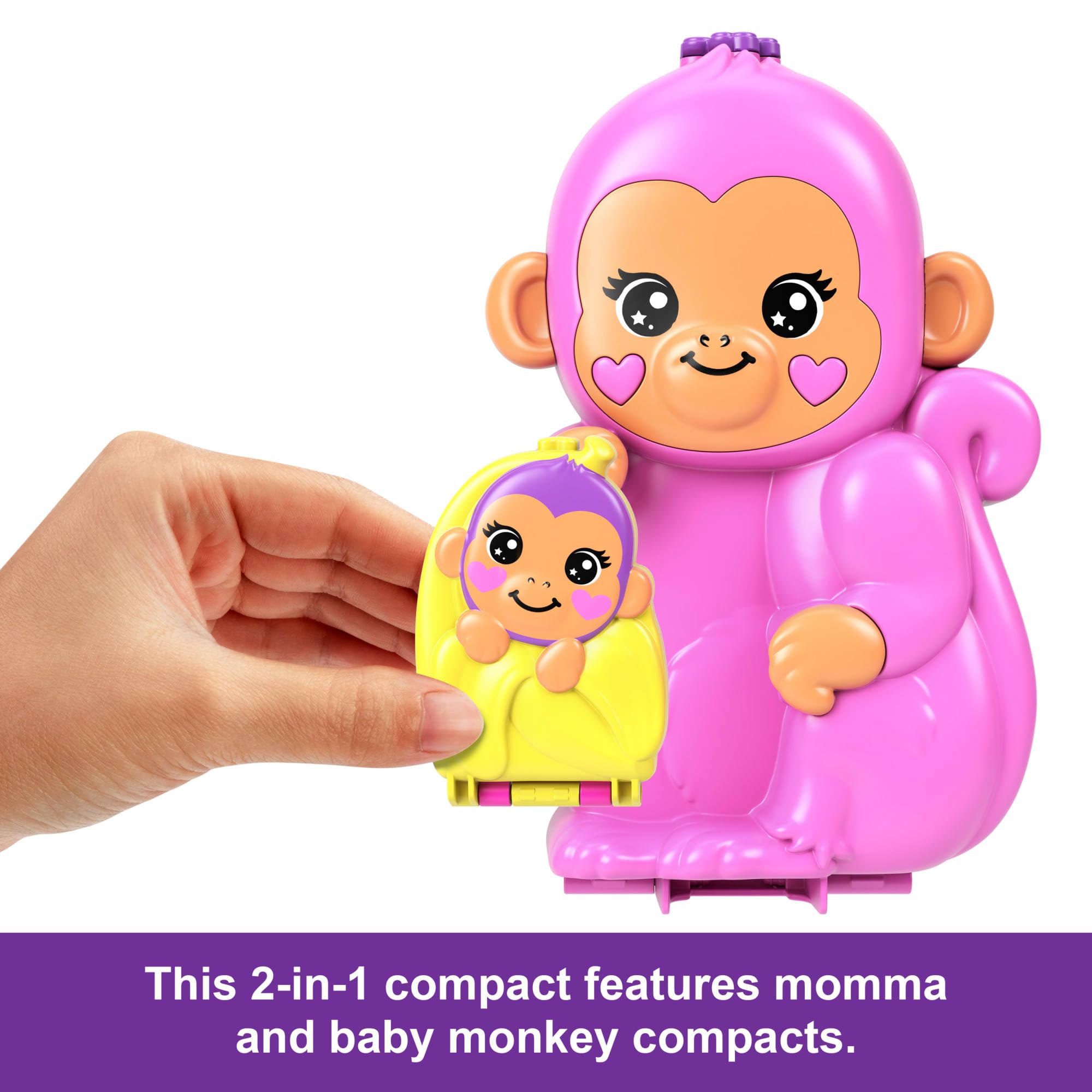 Polly Pocket Monkey Playset with 2 Micro Dolls, 2 Compacts, 3 Pets & 13 Accessories | Ages 4+ 3