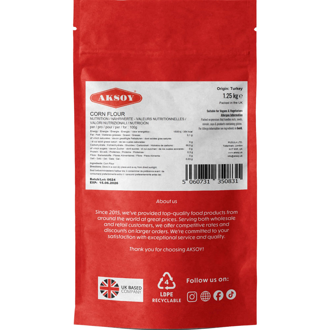 Aksoy Corn Flour 1.25KG - High Quality Resealable Pouch