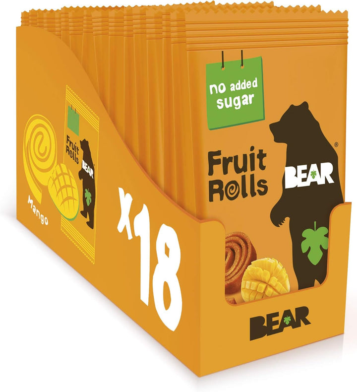 BEAR Mango Yoyos Fruit Rolls - 100% Real Fruit Snacks with Collectible Fact Cards (18 x 20 g)