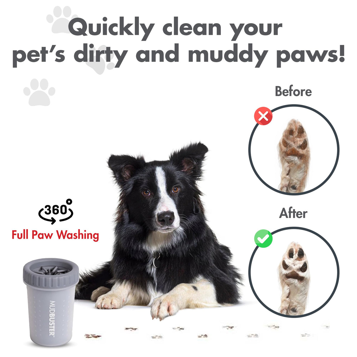 Dexas MudBuster Paw Cleaner - Medium, Light Grey