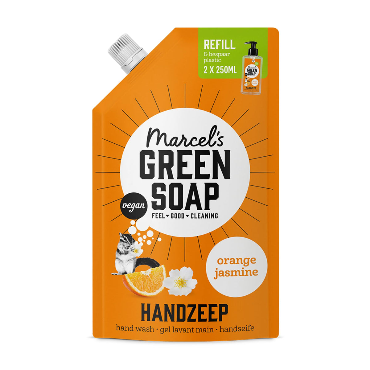 Marcel's Green Soap Hand Soap Refill - Orange & Jasmine, 500 ml