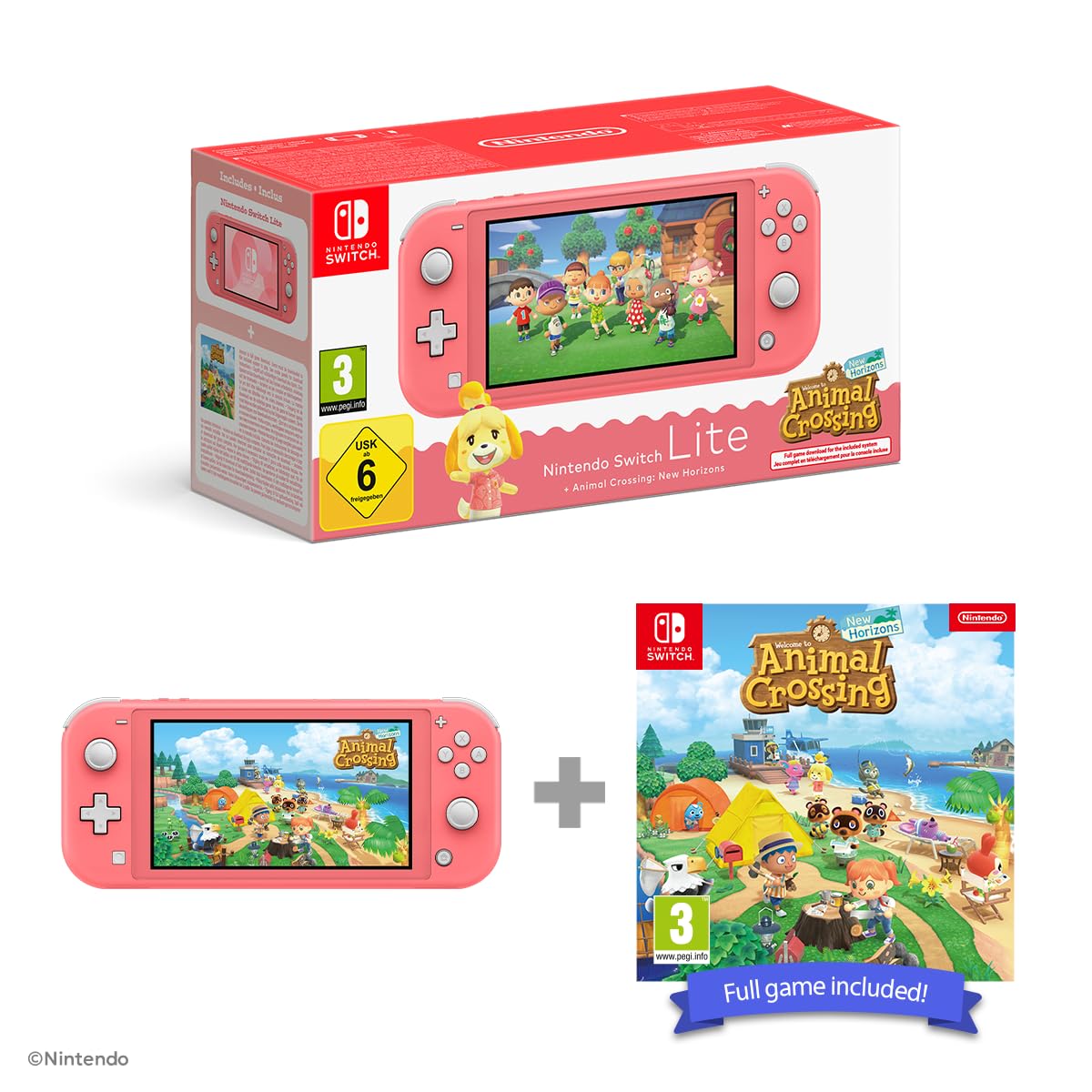 Animal Crossing: New Horizons - Nintendo Switch Lite (Coral) Console Bundle 1