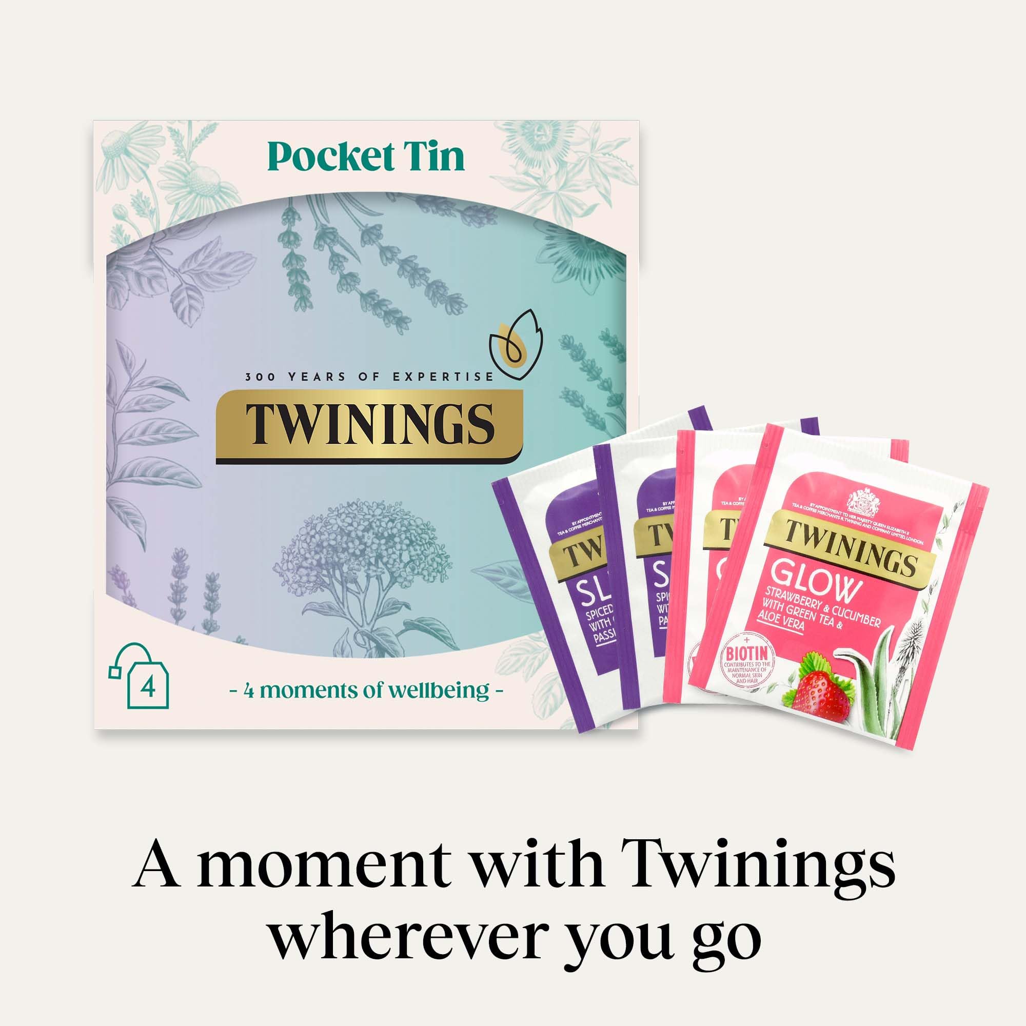 Twinings Festive Limited Edition Pocket Tea Tin - 4 Envelopes | Superblends Sleep Spiced Apple & Glow 2