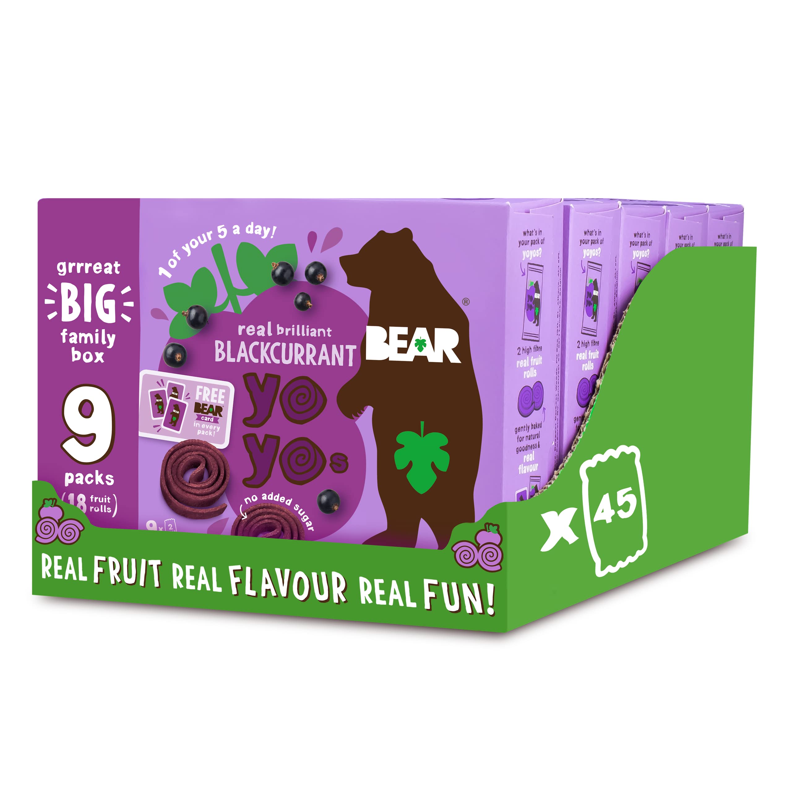 BEAR Blackcurrant Yoyos - Dried Fruit Rolls - 100% Natural, No Added Sugar - 20g (45 Packs) 1