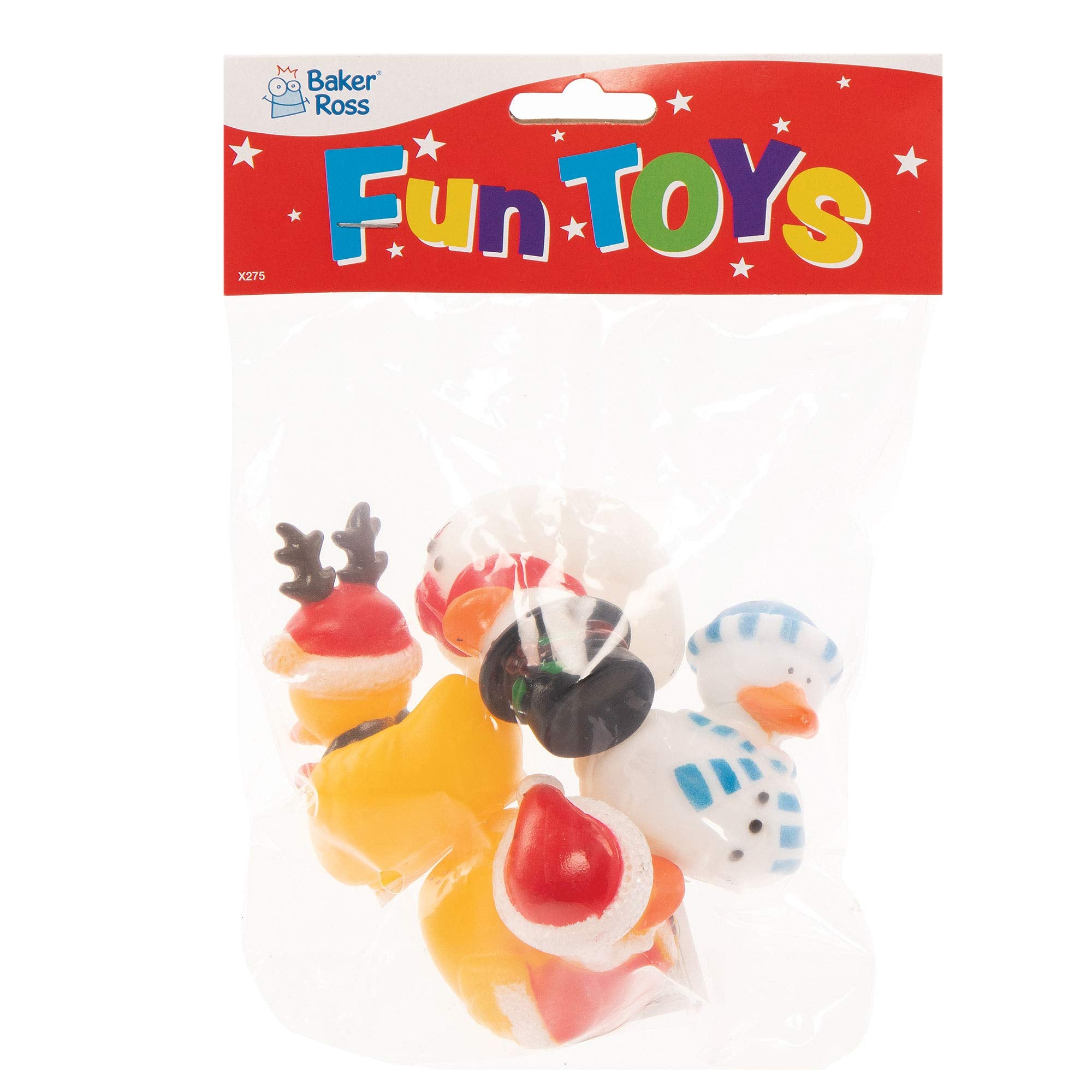 Baker Ross Funky Christmas Ducks - Pack of 4, Festive Bath Toys & Party Bag Fillers 2