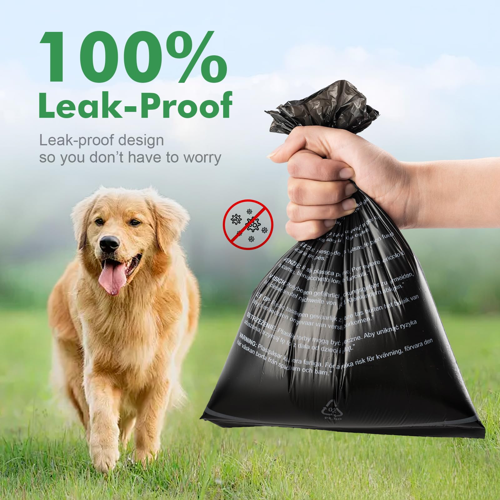 REVER GH50 Unscented Dog Poop Bags - 300 Extra Thick Bags, Black, PE Material 4