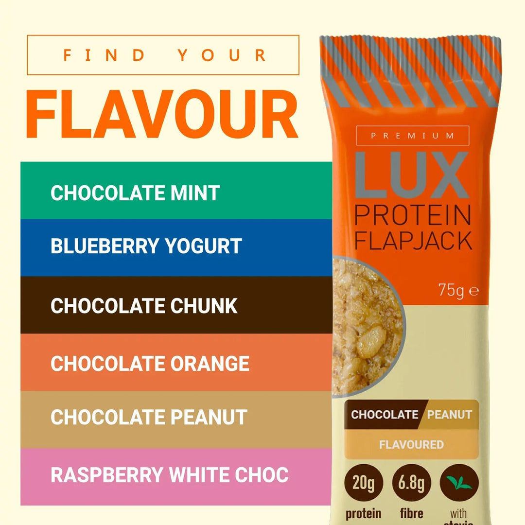 BW Premium LUX 20g High Protein Flapjack Bars - Oat Based Low Sugar Snack, 24 x 75g