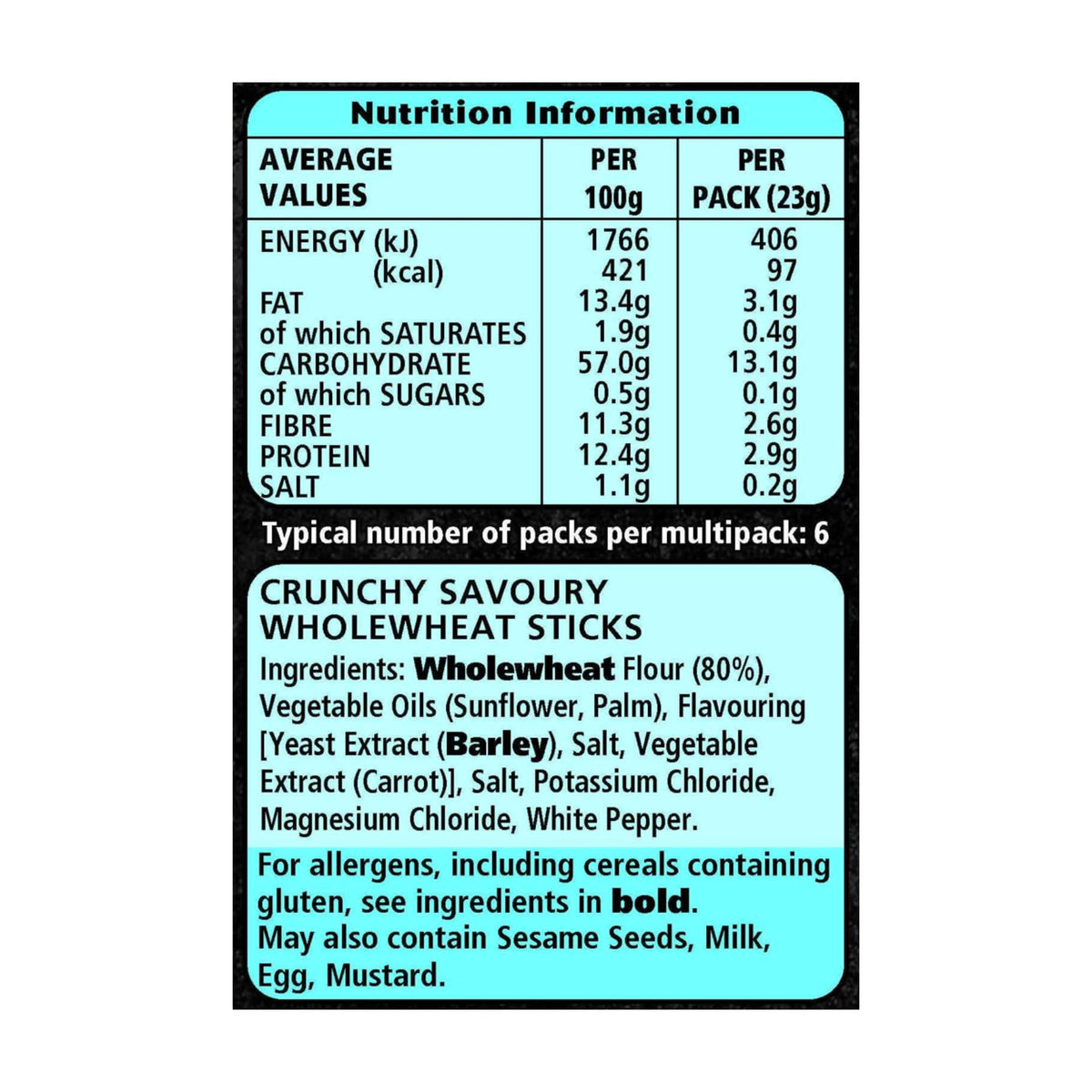 JACOB'S Twiglets Original Baked Snacks Multipack - 6 x 23g, 138g