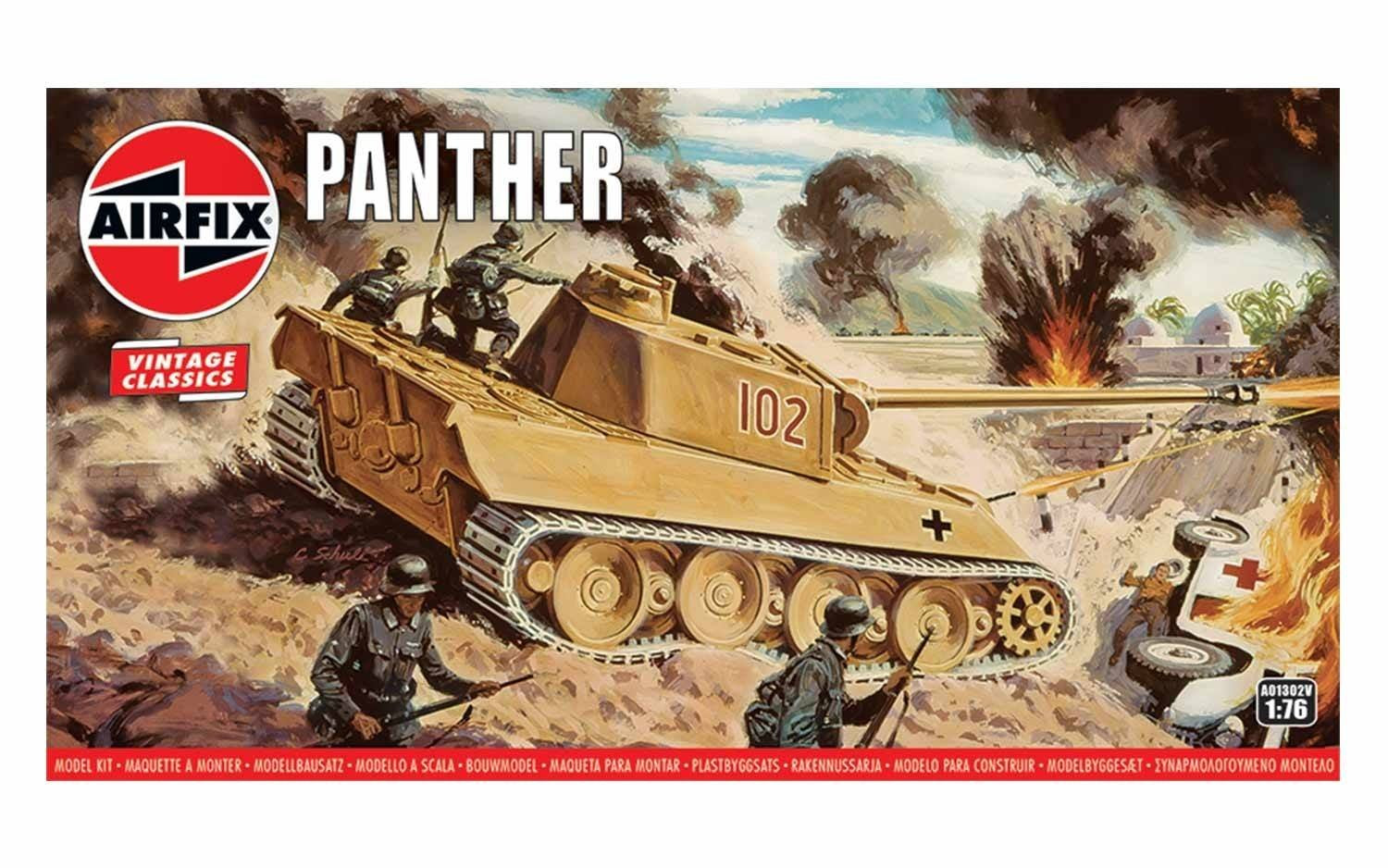 Airfix Vintage Classics Panther Tank Model Kit - 1:76 Scale, 53-Piece Plastic Model for Ages 8+ 1