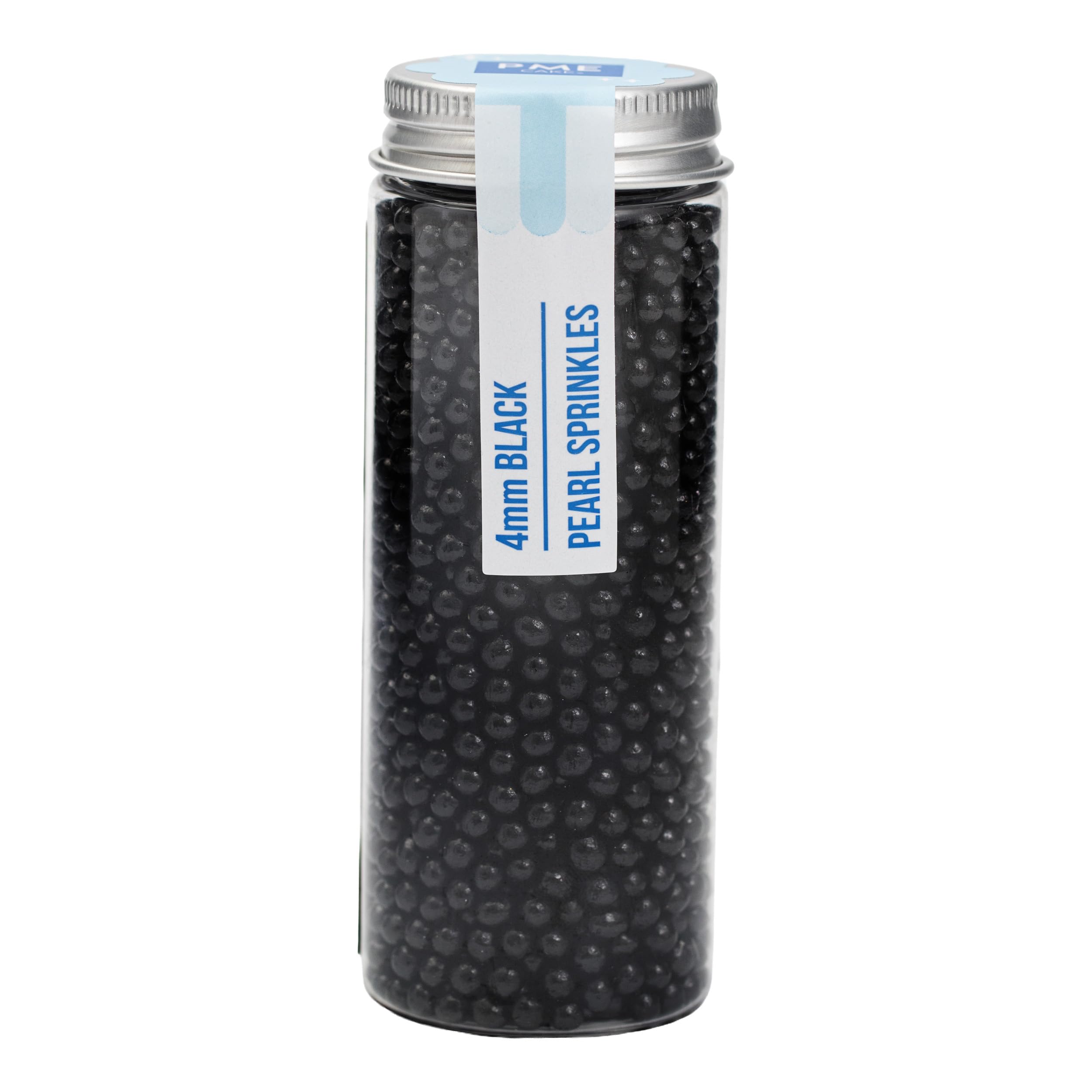 PME Cake Pearl Sprinkles - Black 4mm Edible Sugar Pearls | 74g