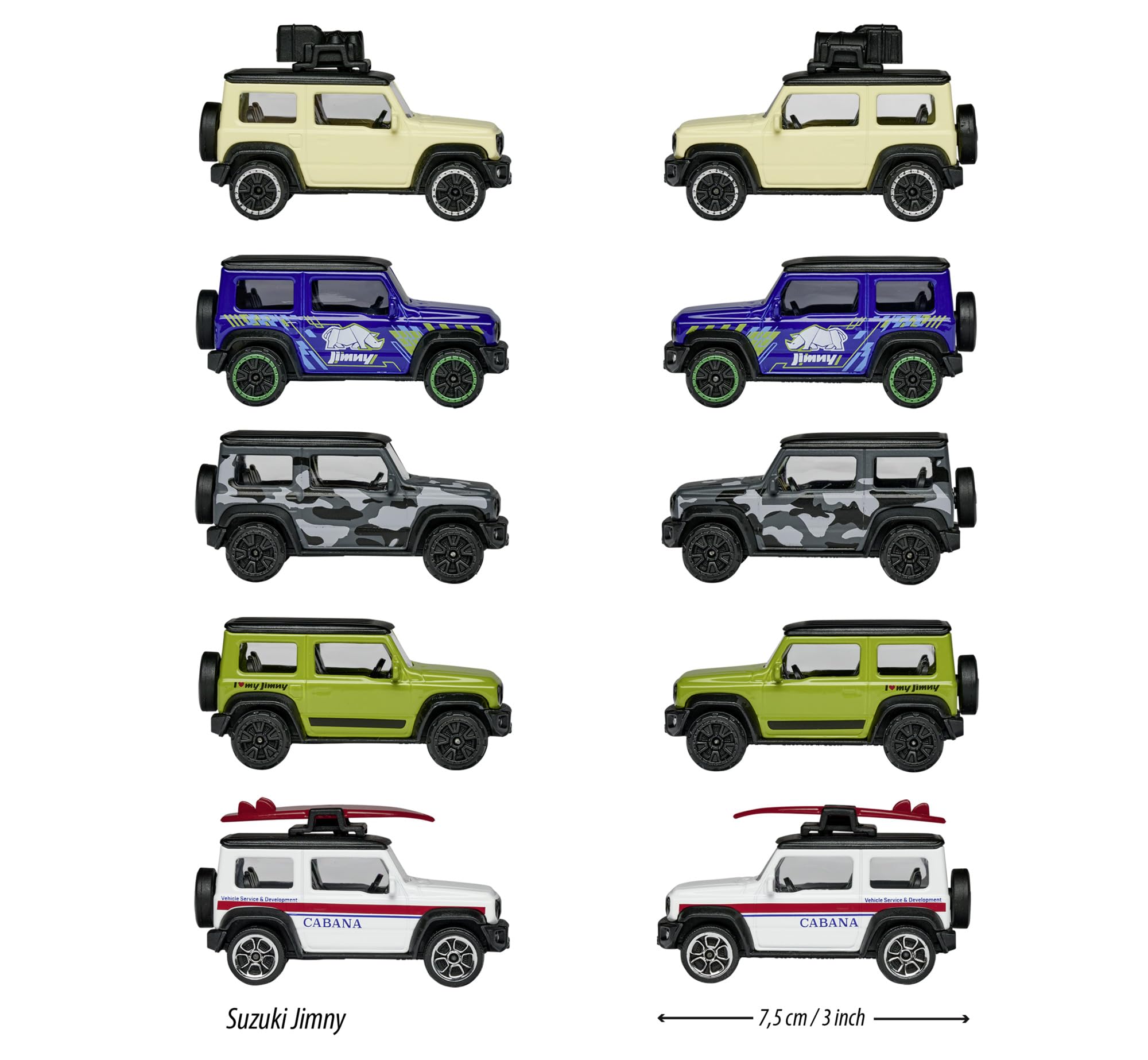 Majorette Suzuki Jimny 5-Pack Metal Collectible SUV Toy Cars | 7.5 cm | Ages 3+ 3