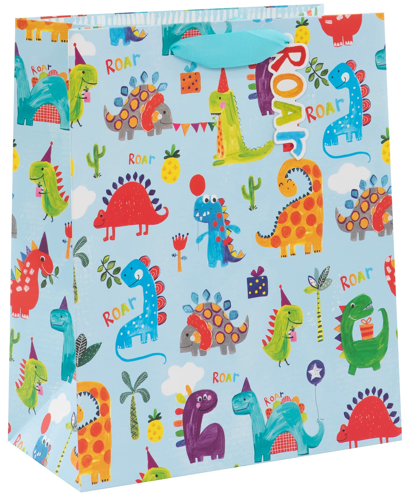 Glick Dinosaur Roar Luxury Gift Bag - Large Celebration Bag for Birthdays | Blue | 315x260x135mm 1