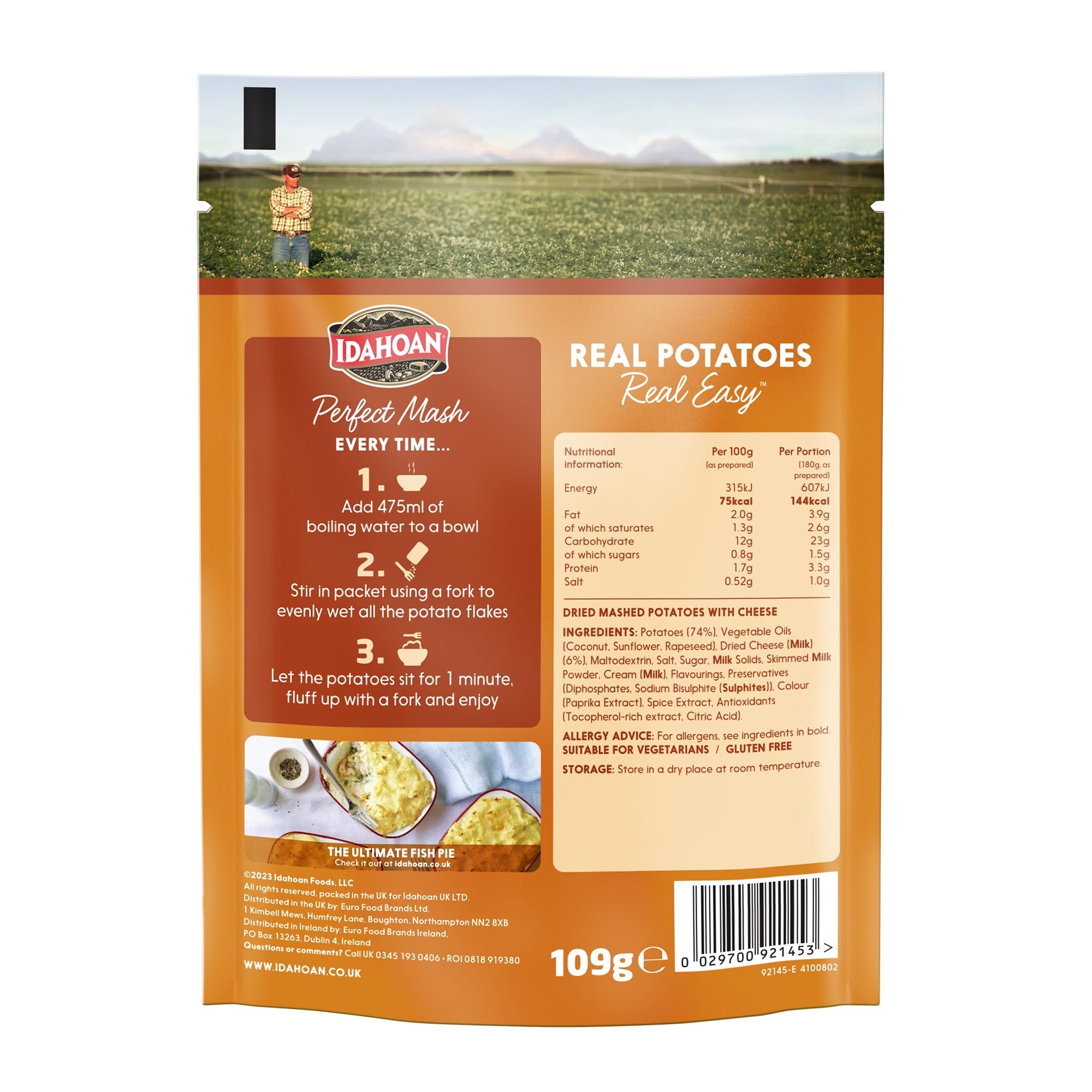 Idahoan Perfect Mash Cheddar Cheese Potatoes - Gluten Free, Vegetarian | 12 Pack (109 g Each) 2
