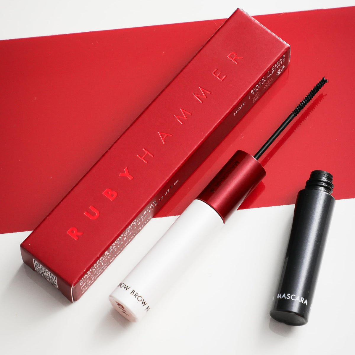 Ruby Hammer Mascara & Brow Duo - Lengthen, Define, Nourish | Black Gel Formula | 8g